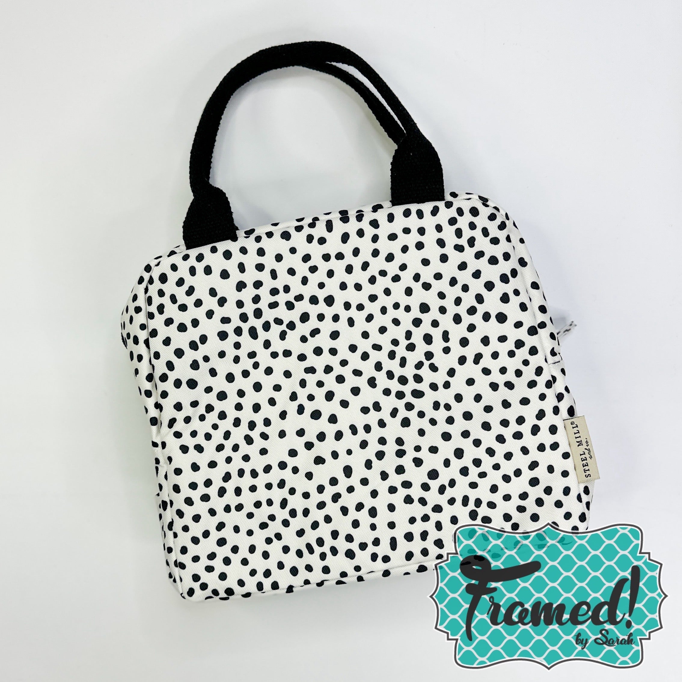 Black & White Spotted Insulated Lunch Tote