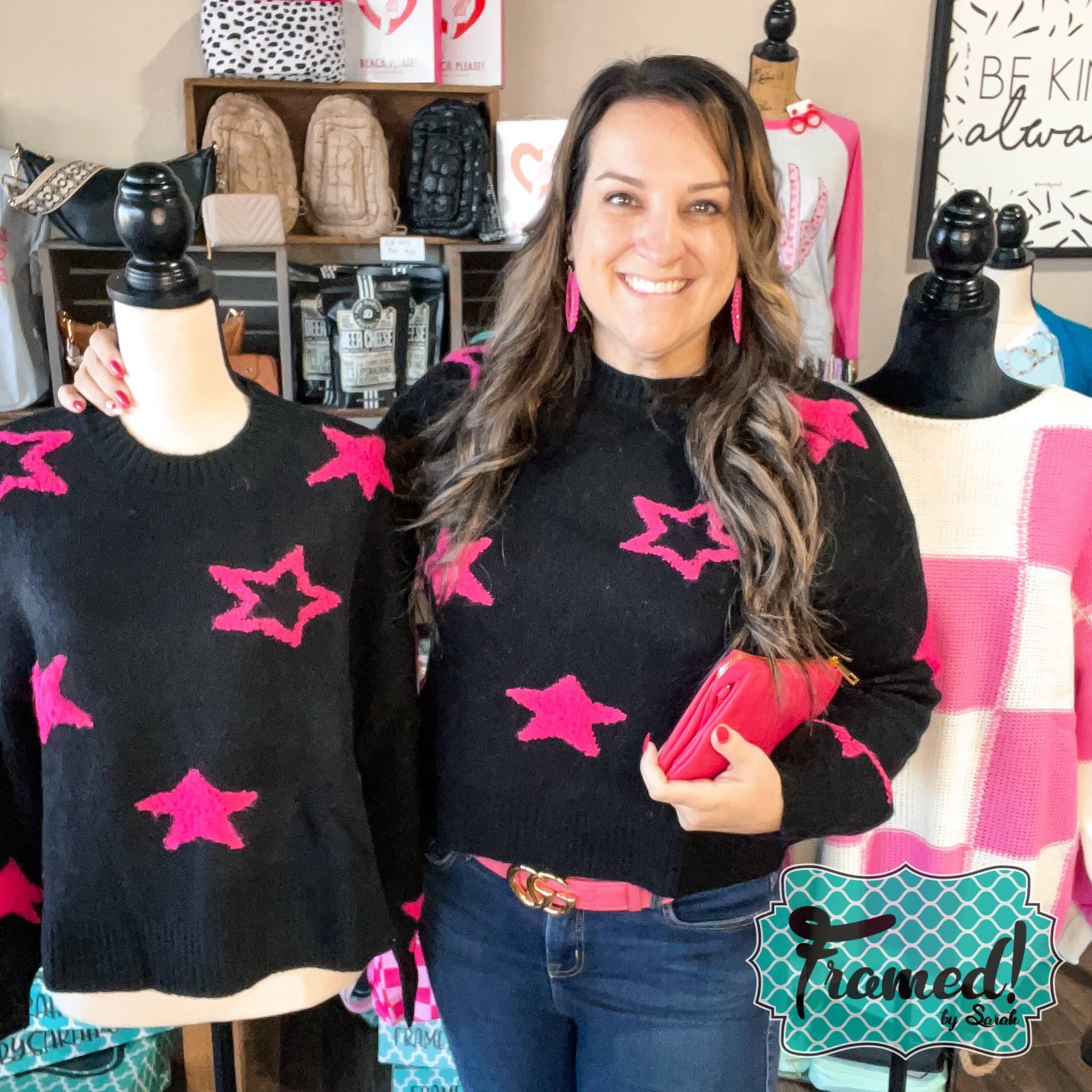 Pink & Black Star Sweater