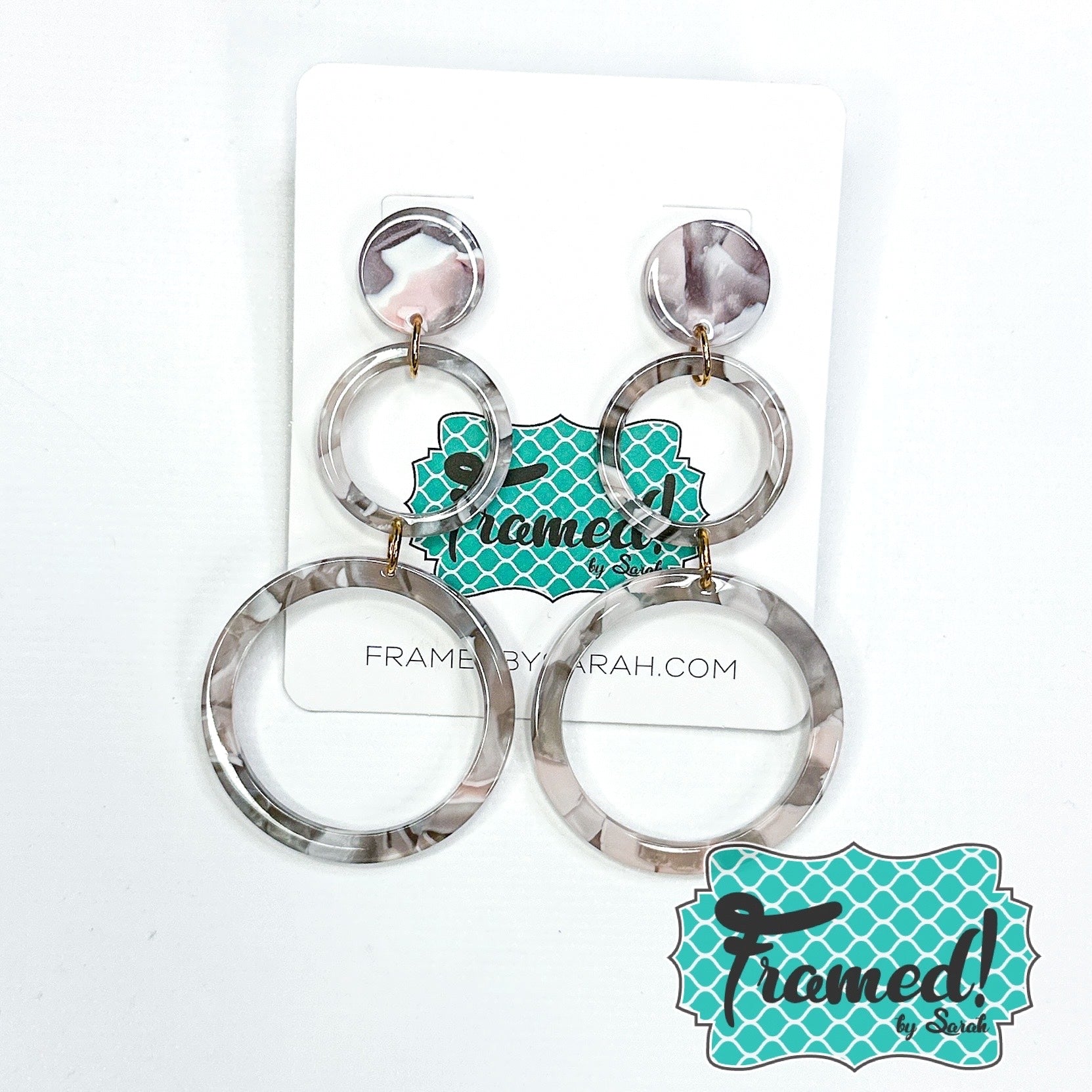Grey & Blush Double Hoop Earrings