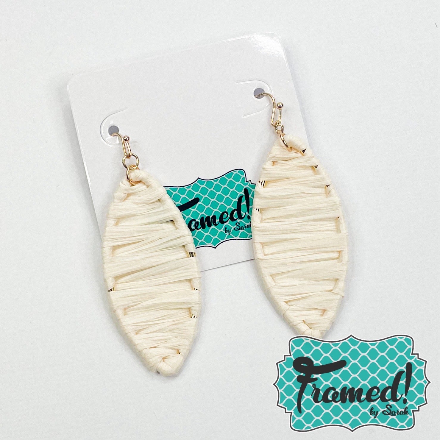 Ivory Raffia Wrapped Earrings