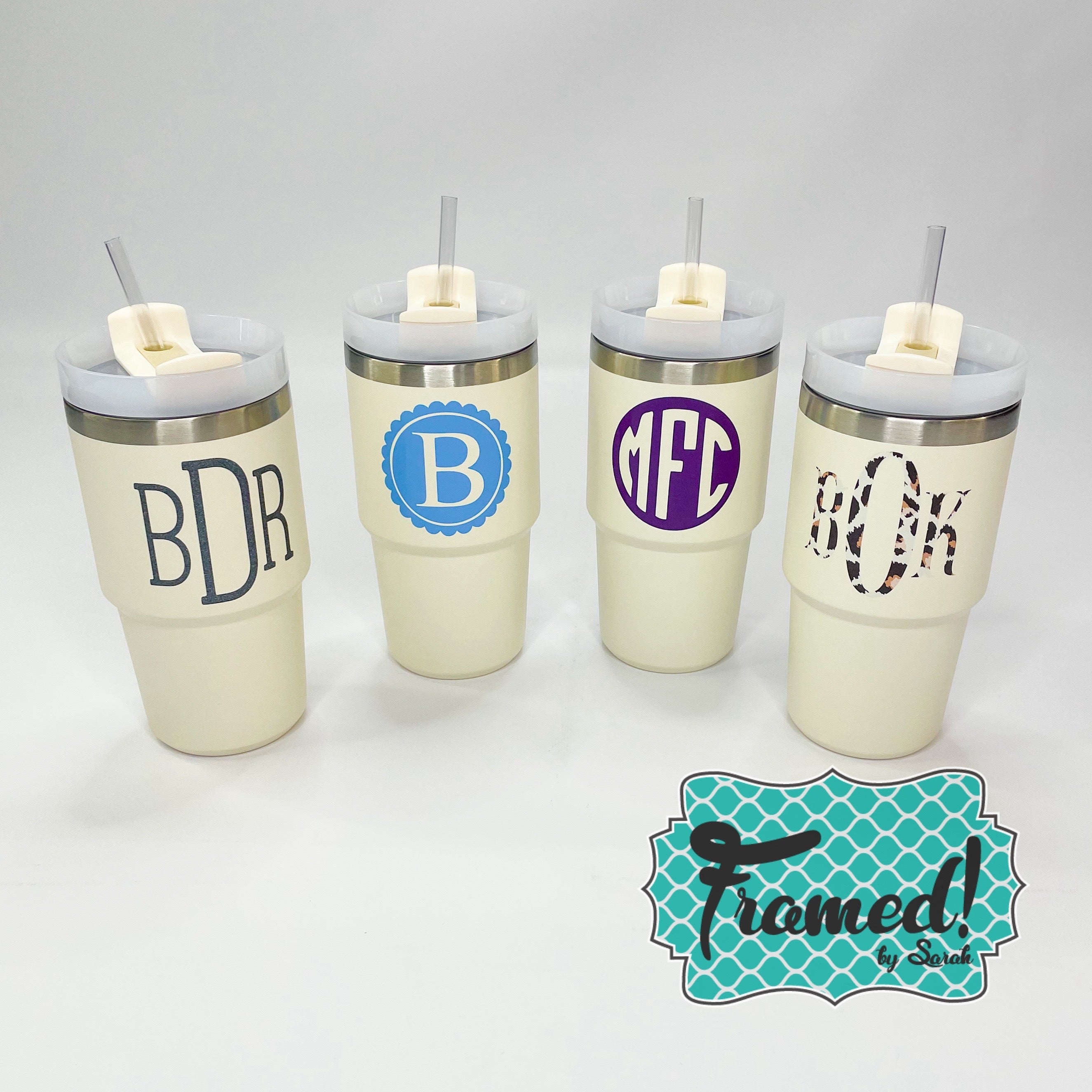 20 oz Ivory Monogrammed Tumbler