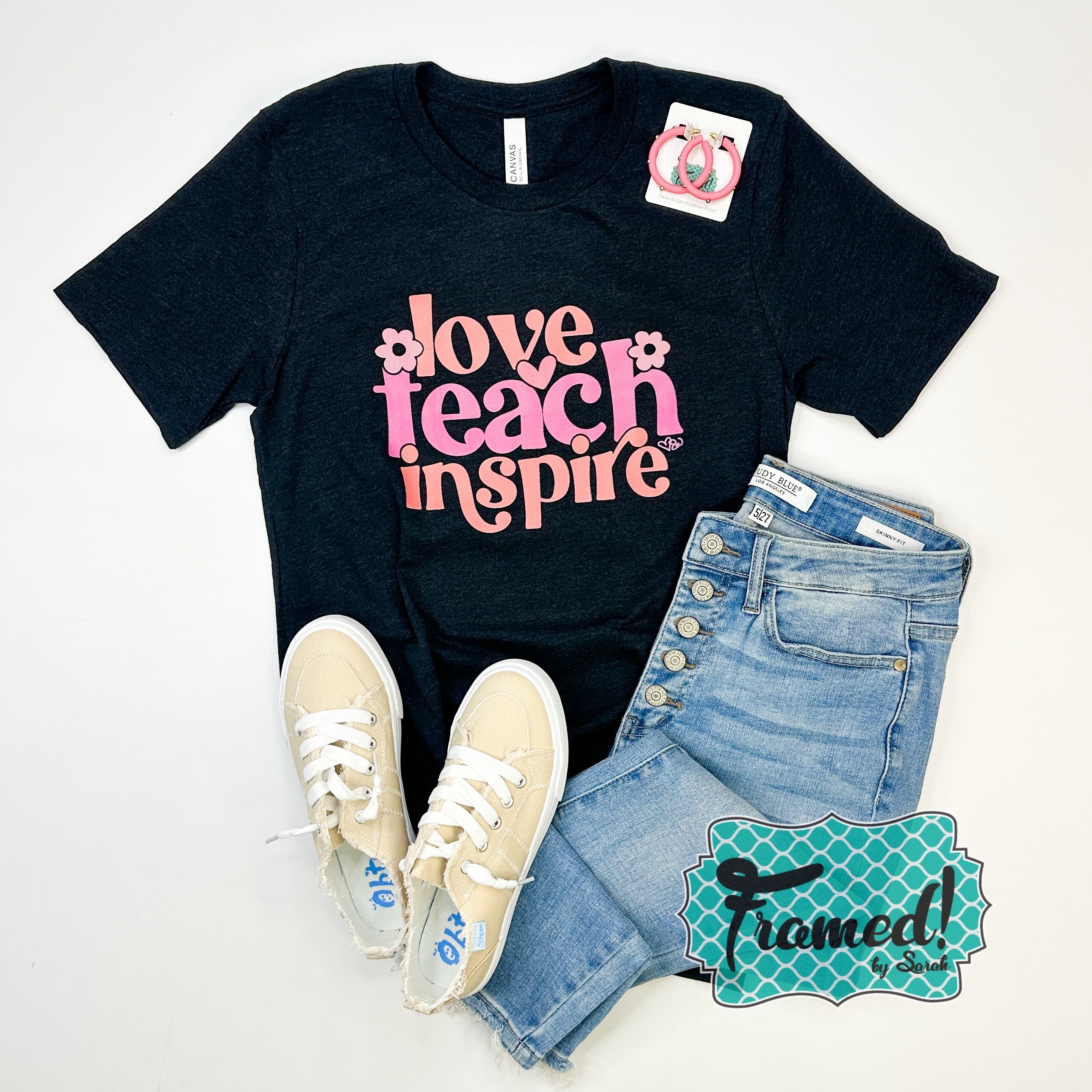 'Love Teach Inspire' Teacher Graphic Tee (Small, Lg, XL & 2X only)