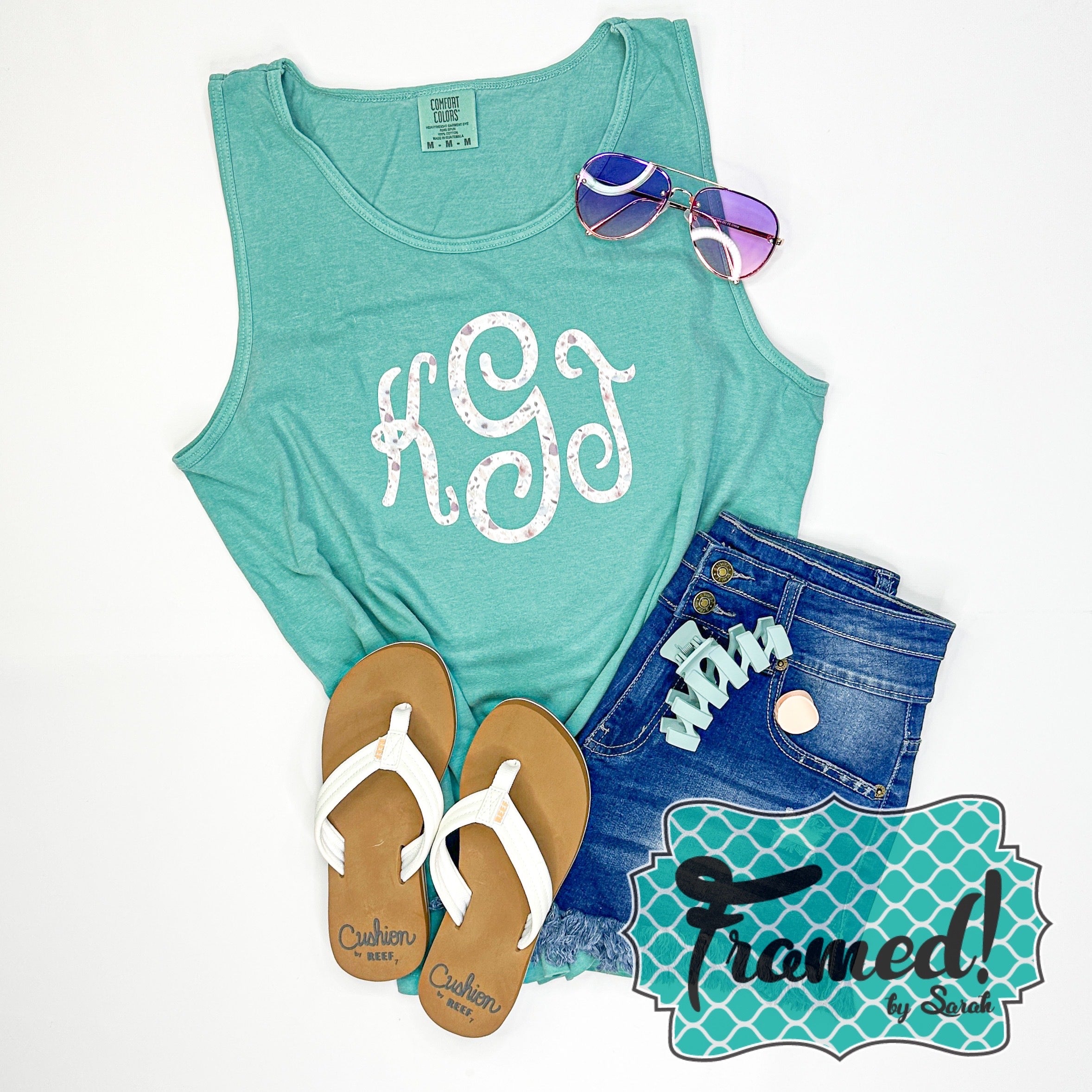 Monogrammed Turquoise Tank (XL and 3X Only)