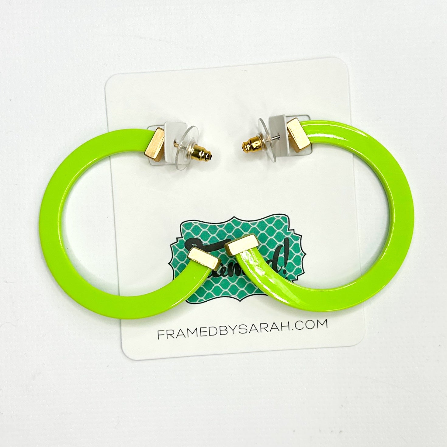 Large Lime Green MS Acrylic Hoops
