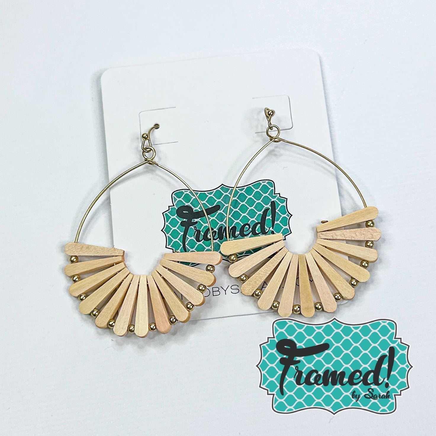 Light Wooden Fan Earrings