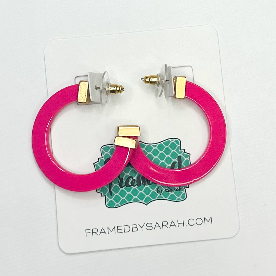 Medium Bright Pink MS Acrylic Hoops