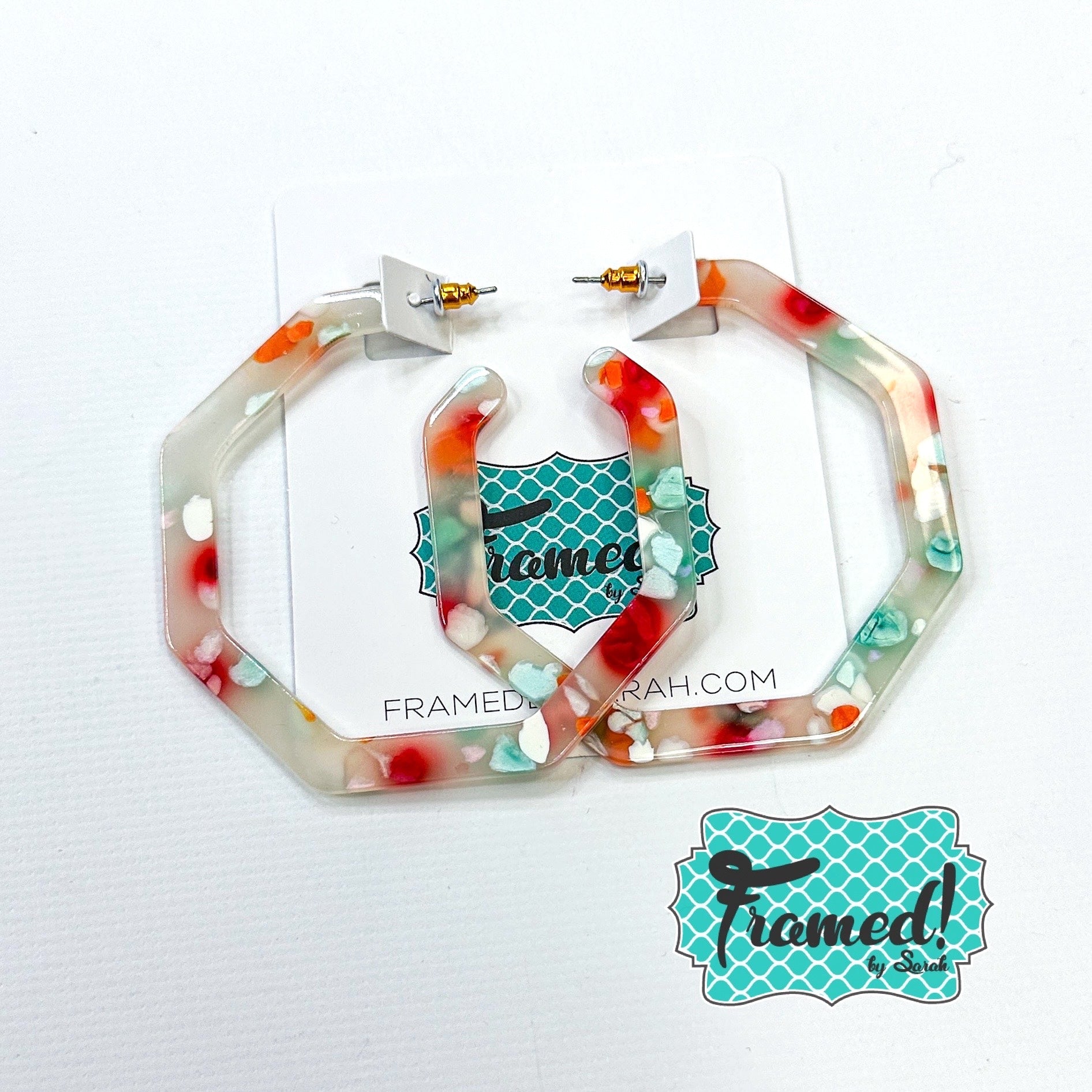 Multi-Colored Acrylic Hexagon Earrings
