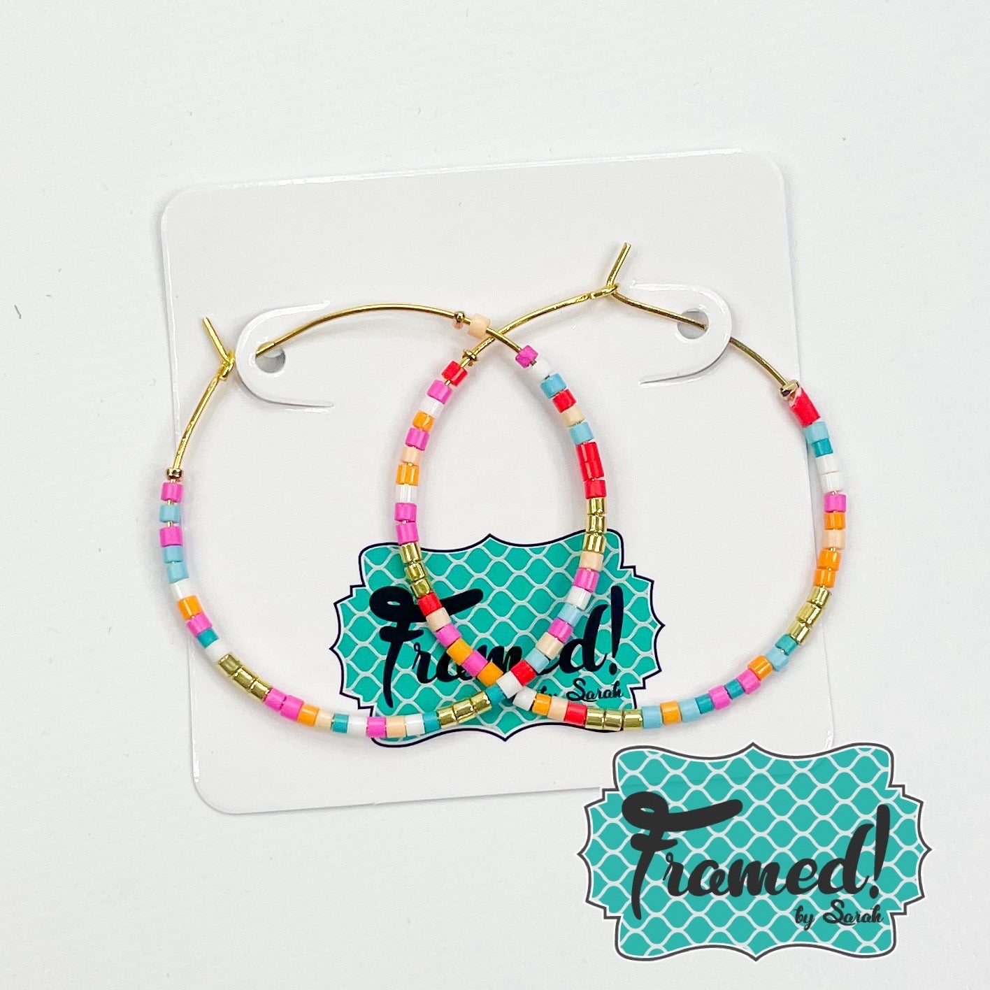 Multi-Colored Mini Beaded Hoop Earrings