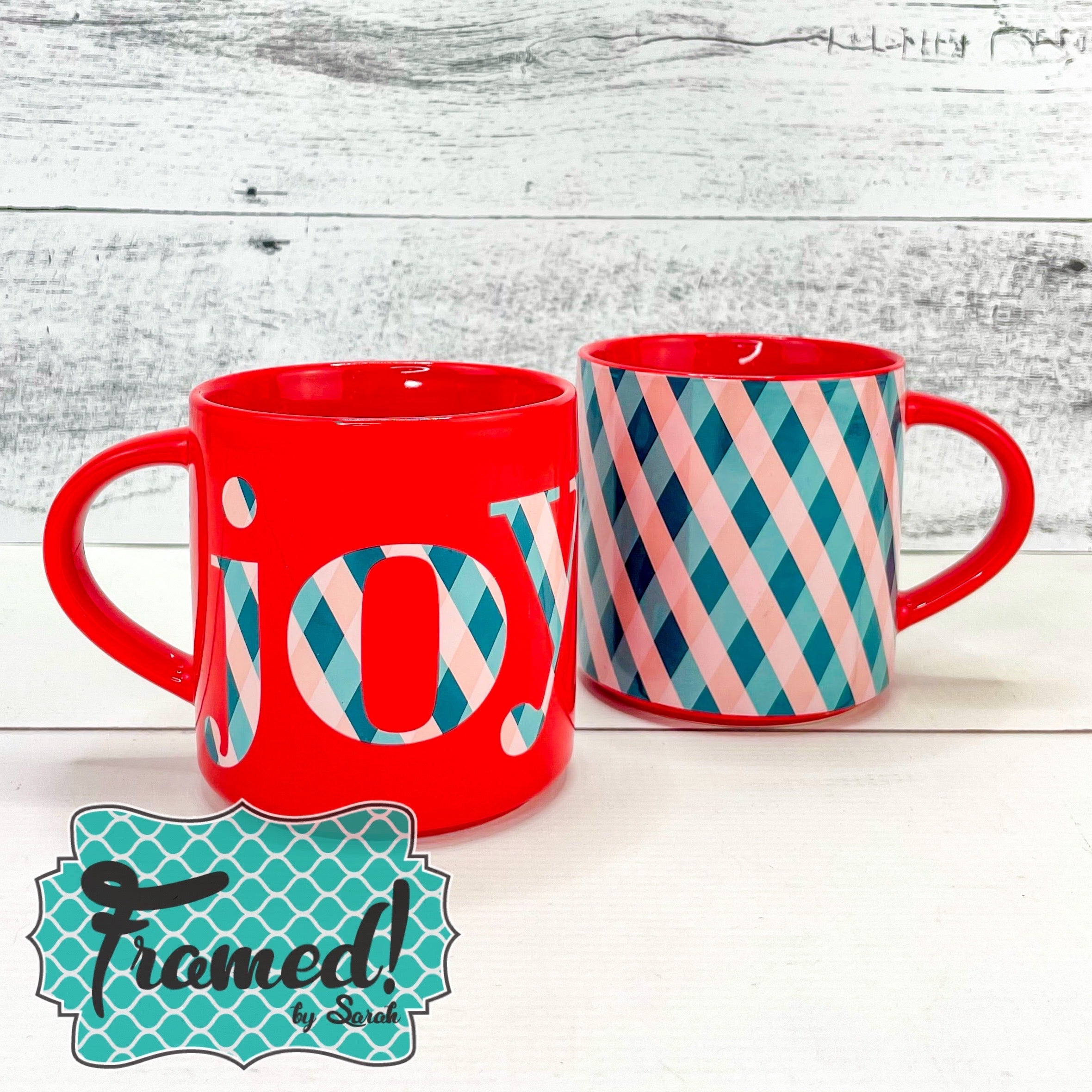 Set of 2 Christmas "Joy" Stacking Mugs
