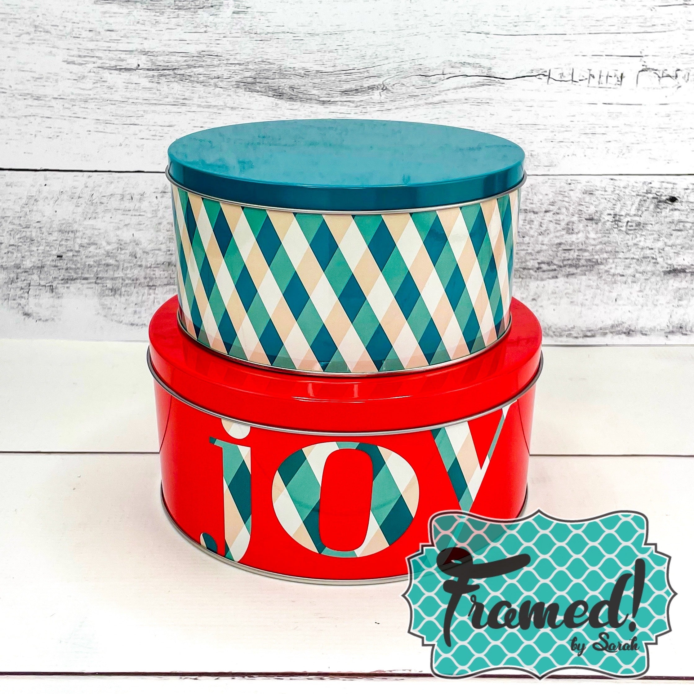 Set of 2 Christmas "Joy" Tins