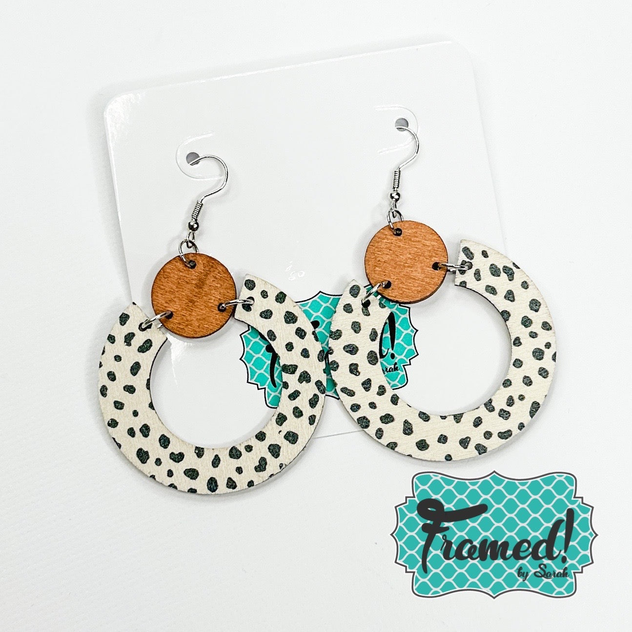 Wooden Spotted Hoop Earrings