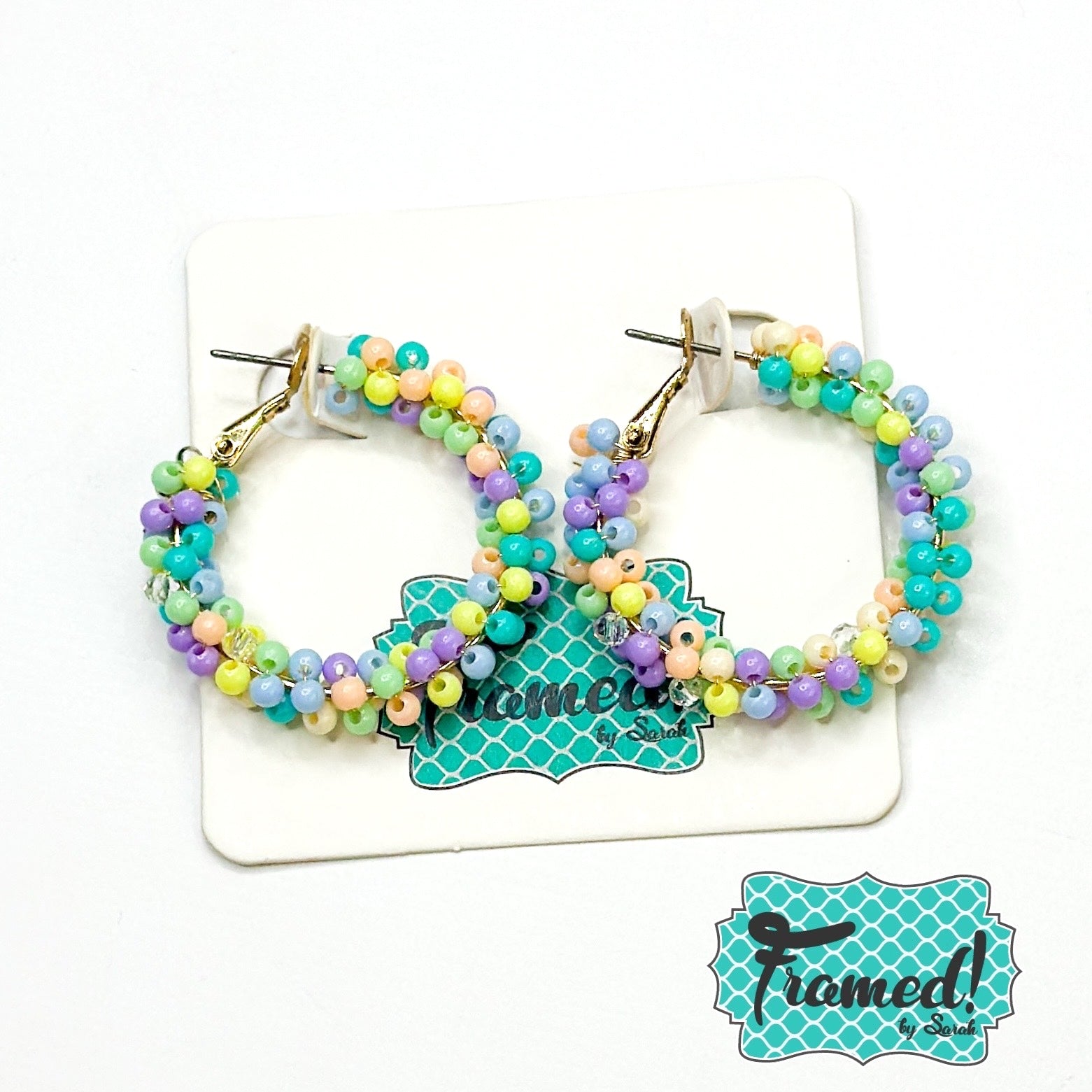 Pastel Beaded Hoop Earrings