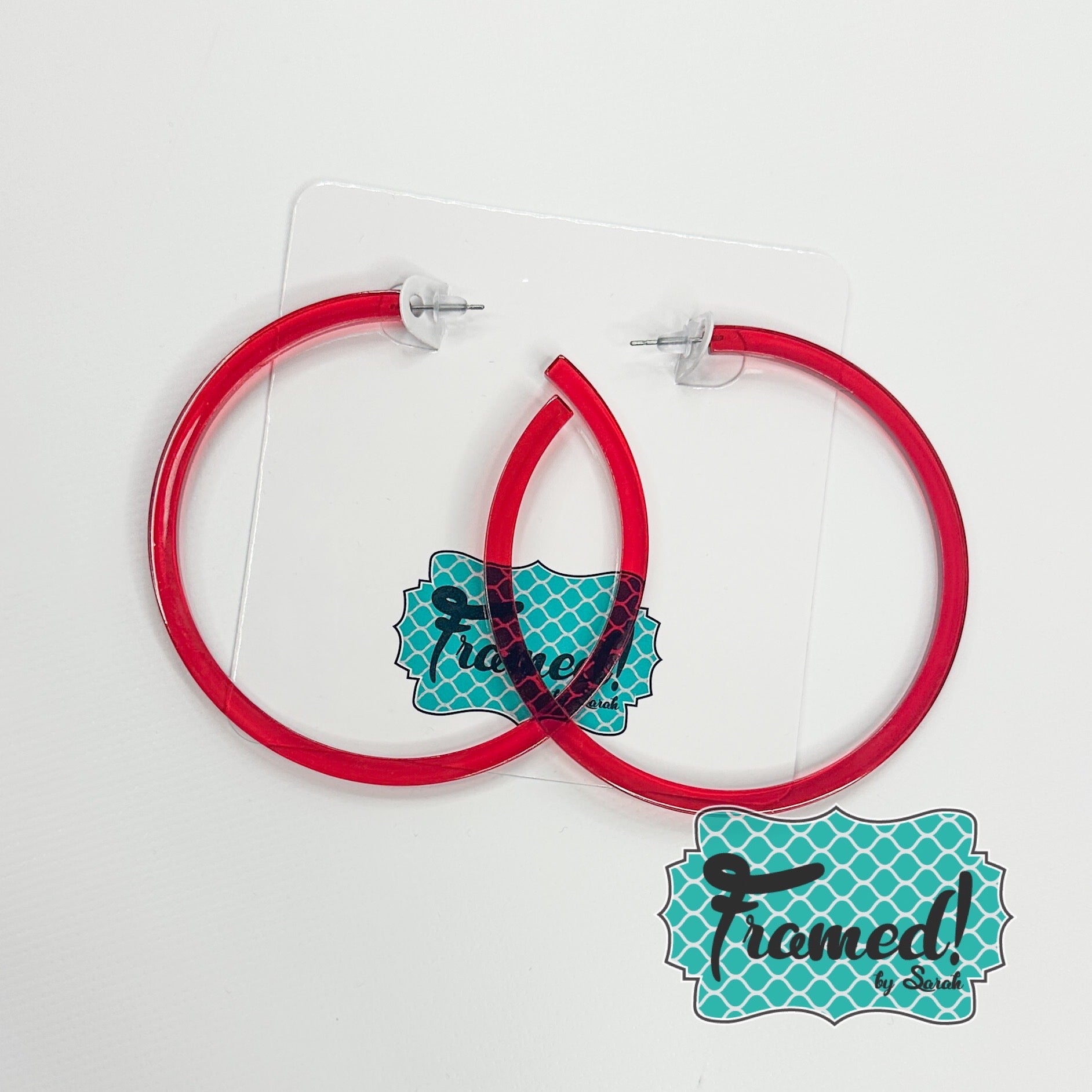 Red Acrylic Hoop Earrings