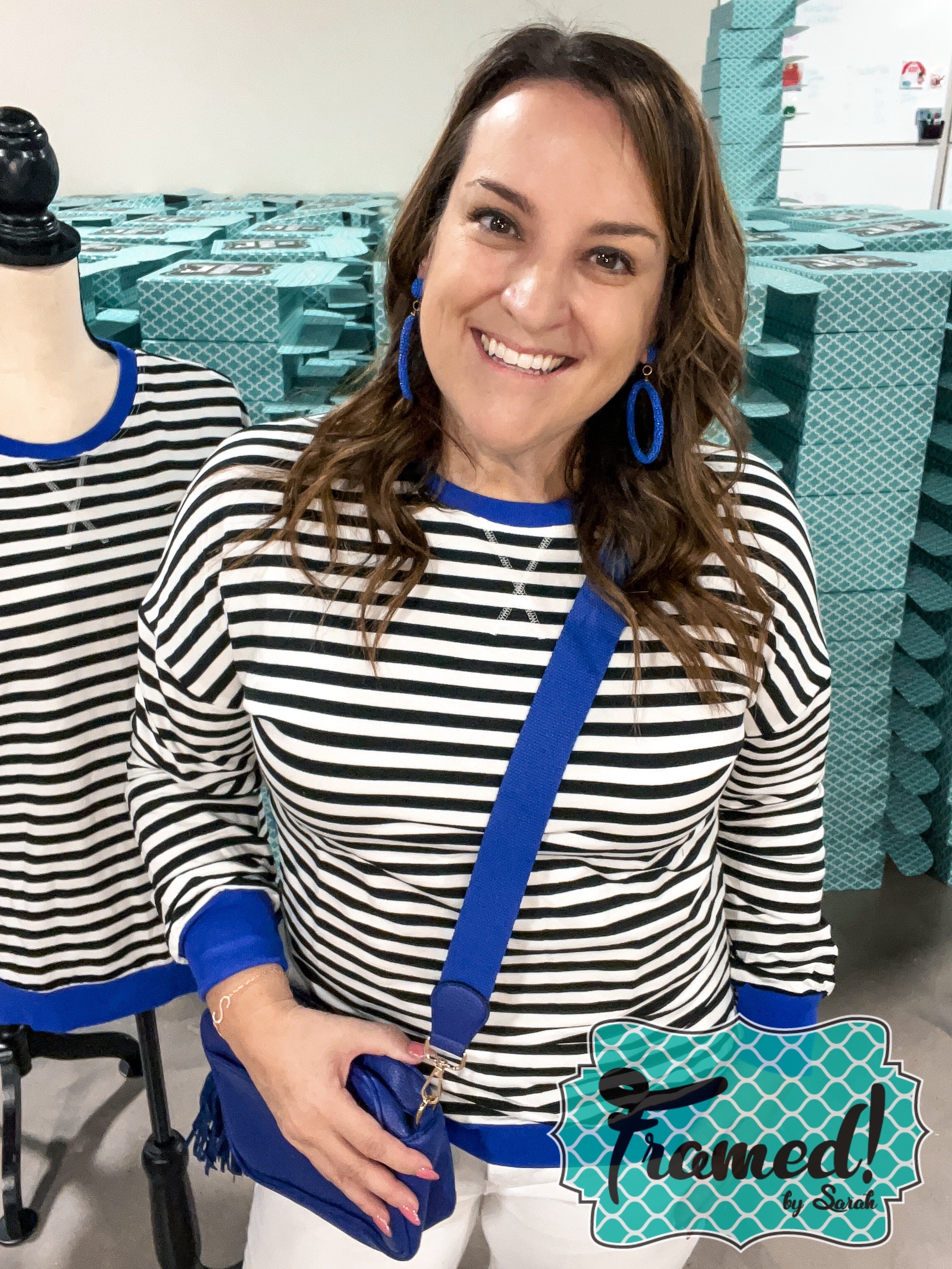 Black & White Striped Split Hem Top