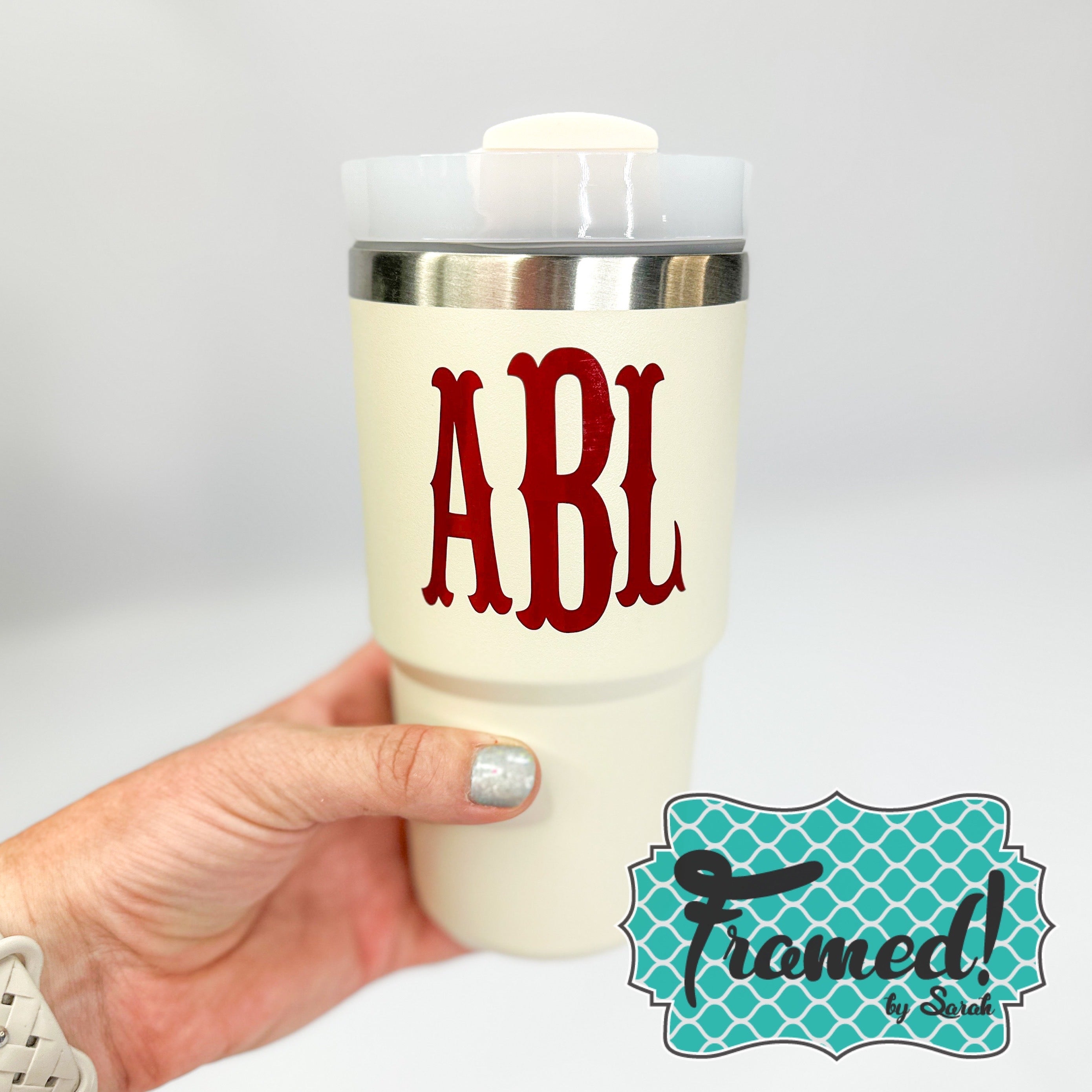 20 oz Ivory Monogrammed Tumbler