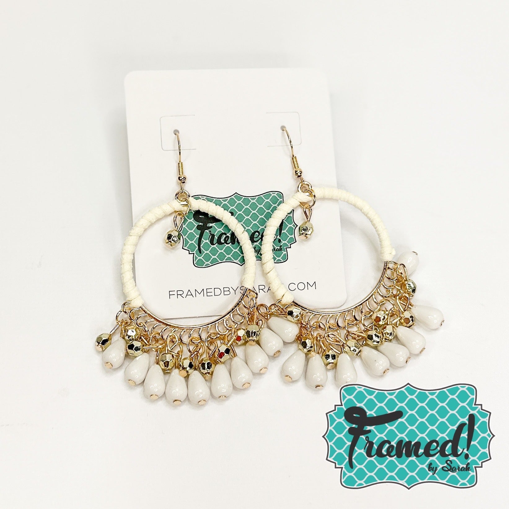 Ivory & Gold Chandelier Earrings