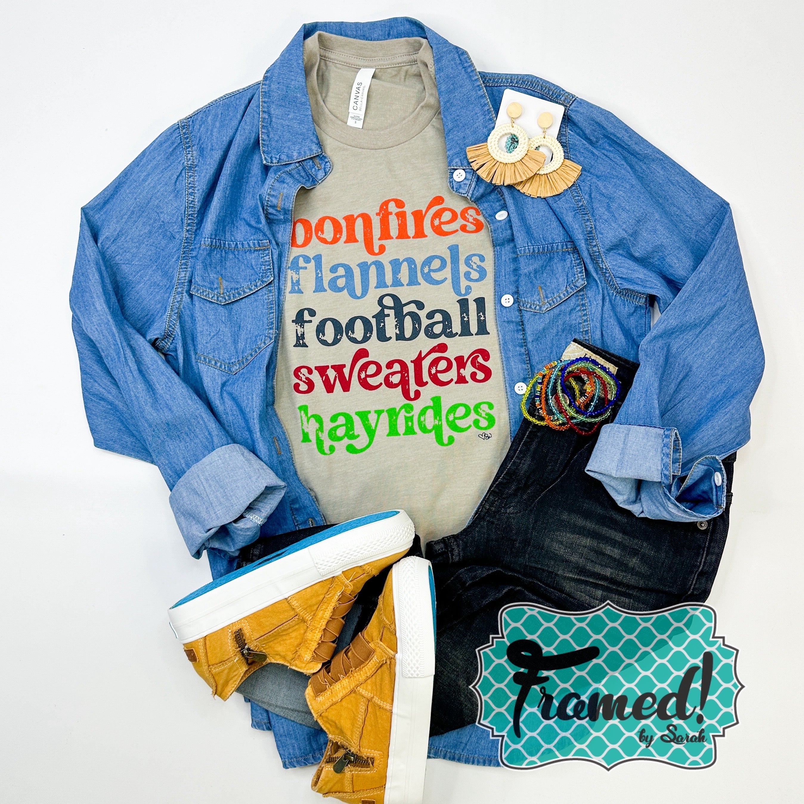 'Bonfires, Flannels, Football, Sweaters & Hayrides' Graphic Tee