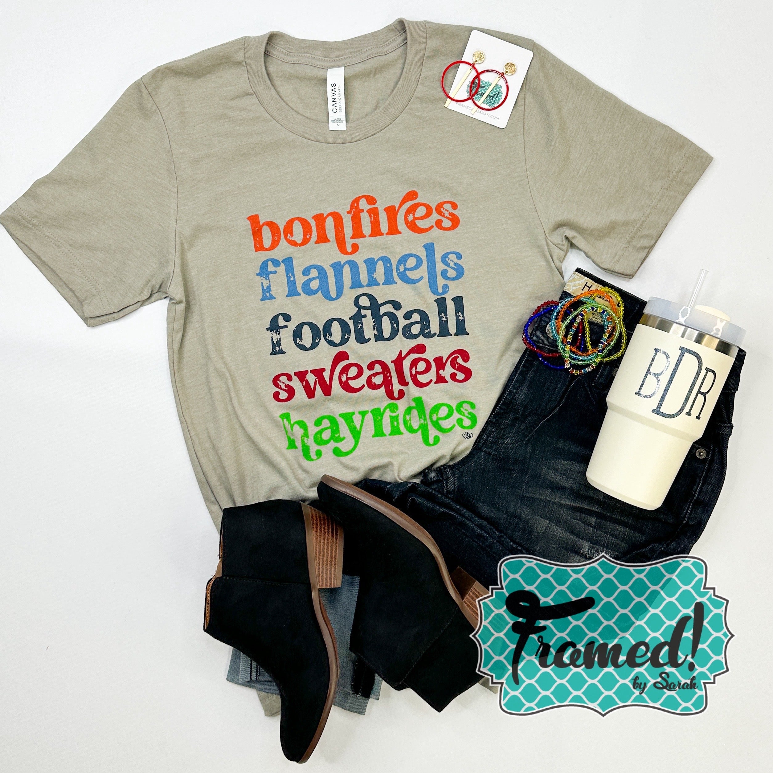 'Bonfires, Flannels, Football, Sweaters & Hayrides' Graphic Tee