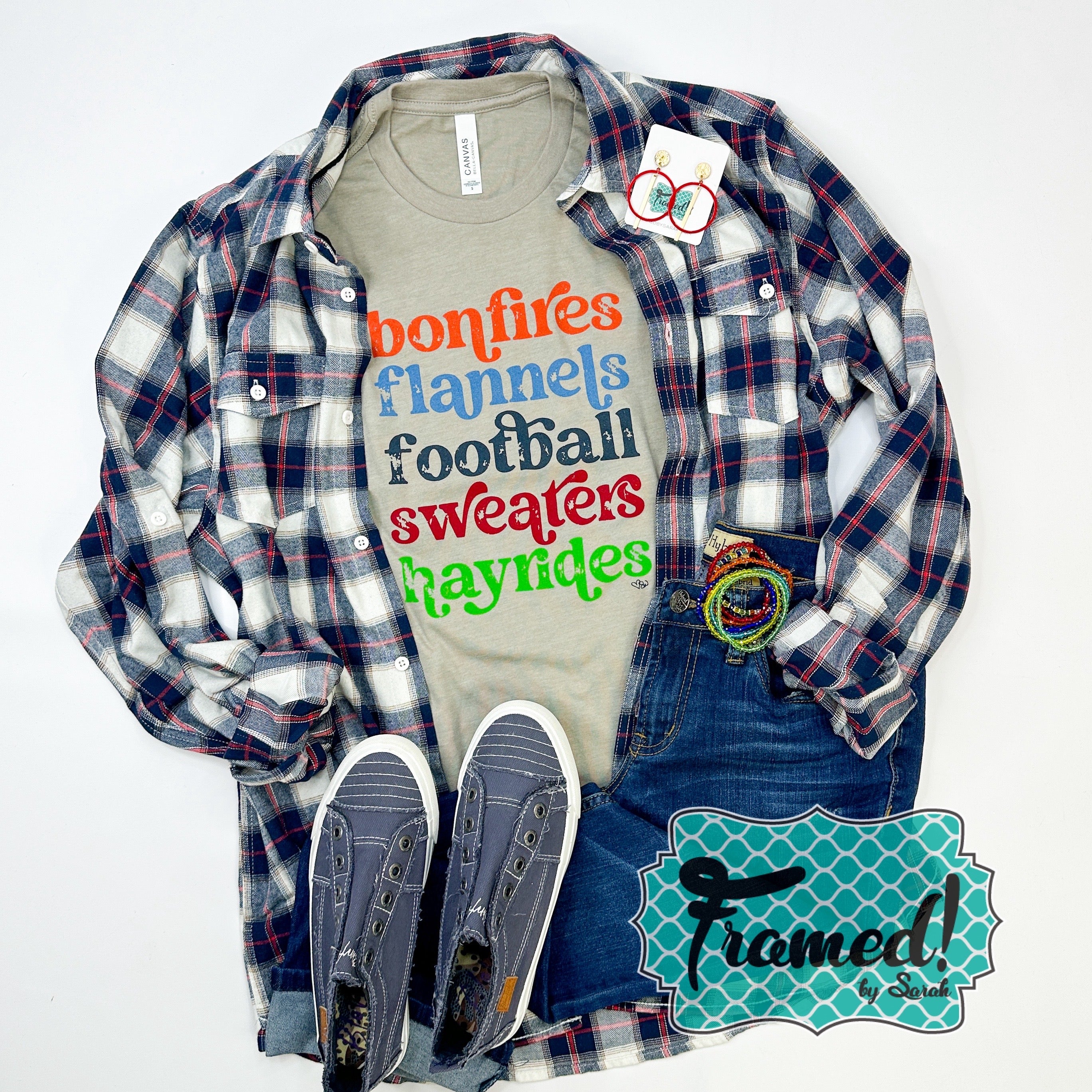 'Bonfires, Flannels, Football, Sweaters & Hayrides' Graphic Tee