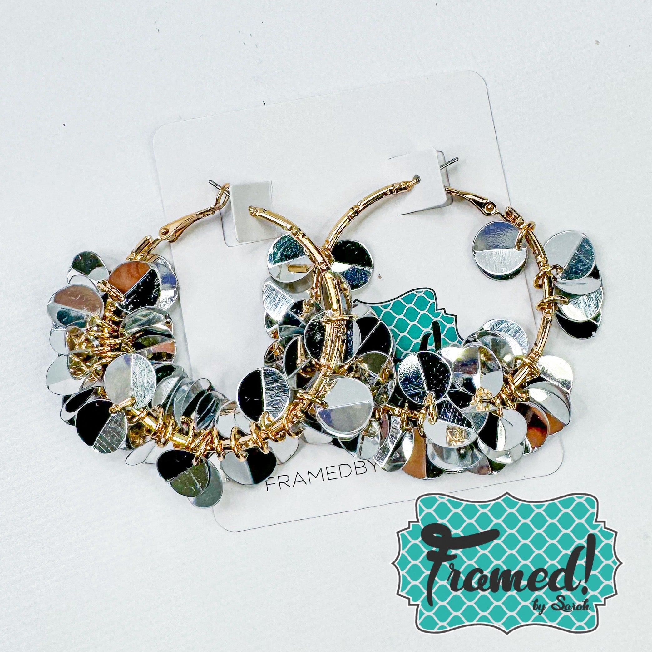 Silver Sequin Hoop Earrings