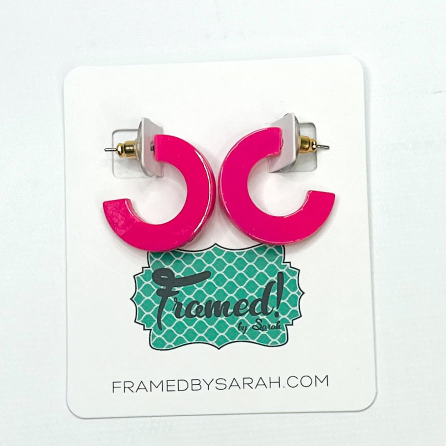 Small Bright Pink MS Acrylic Hoops