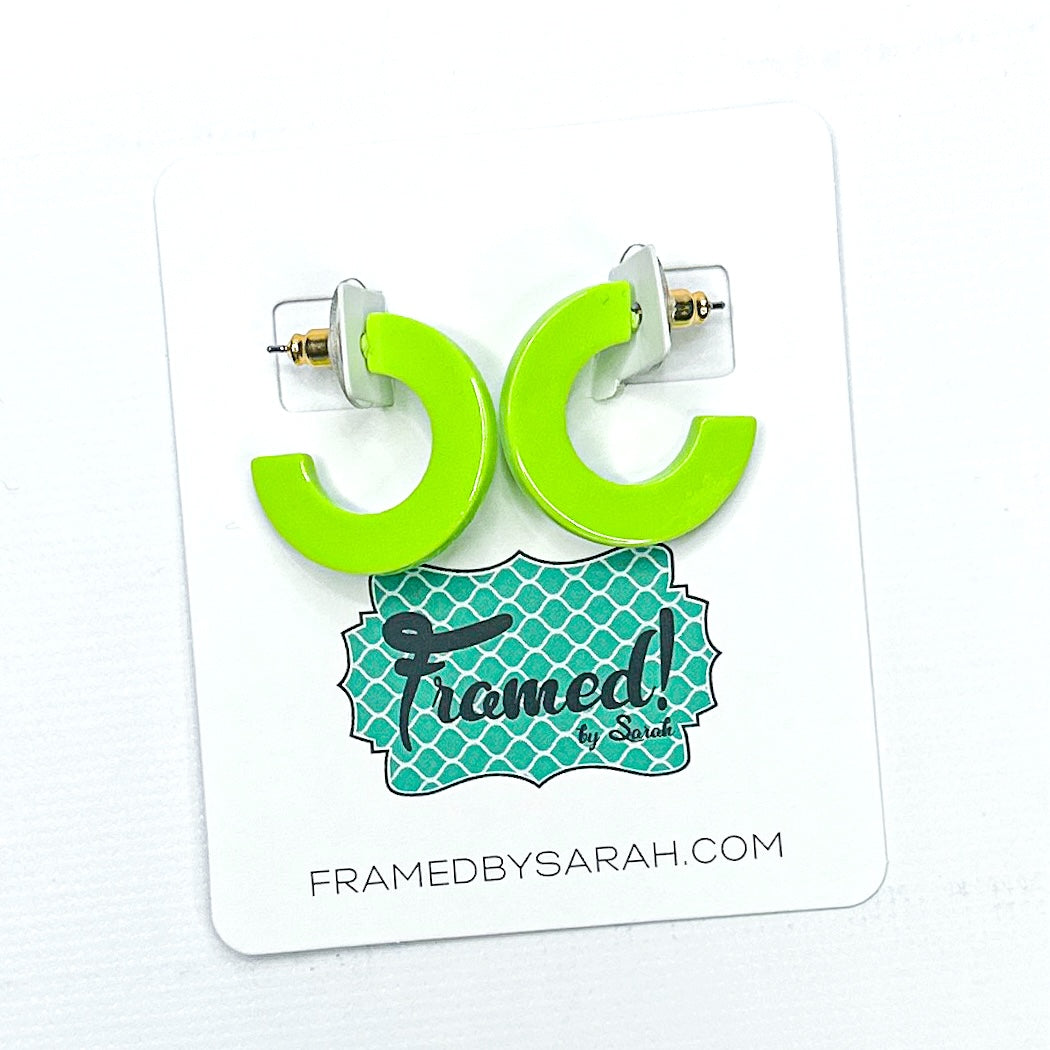 Small Lime Green MS Acrylic Hoops