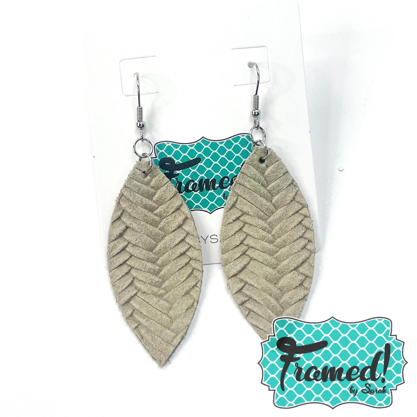 Stone Leather Petal Earrings