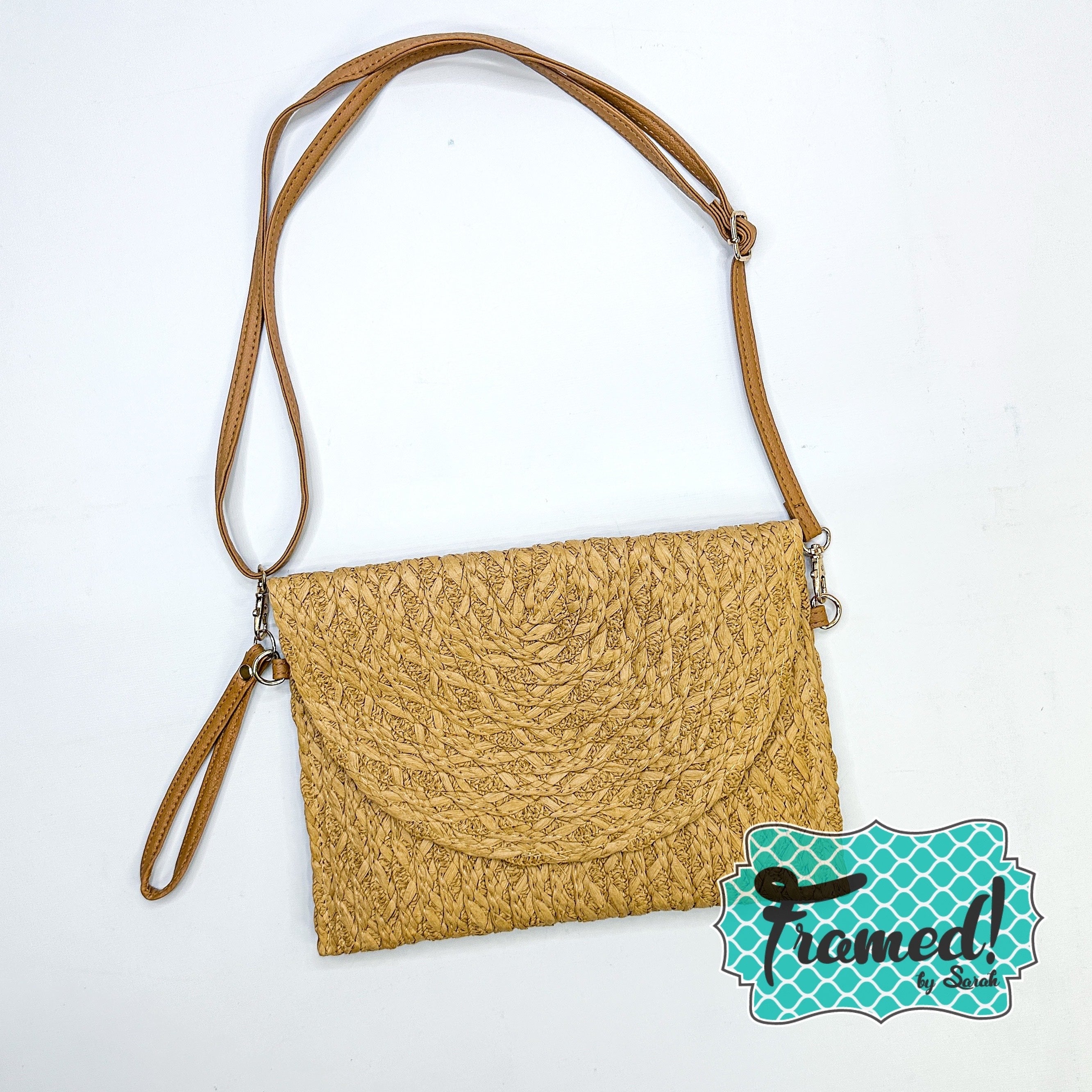Straw Crossbody Purse with Wristlet Strap