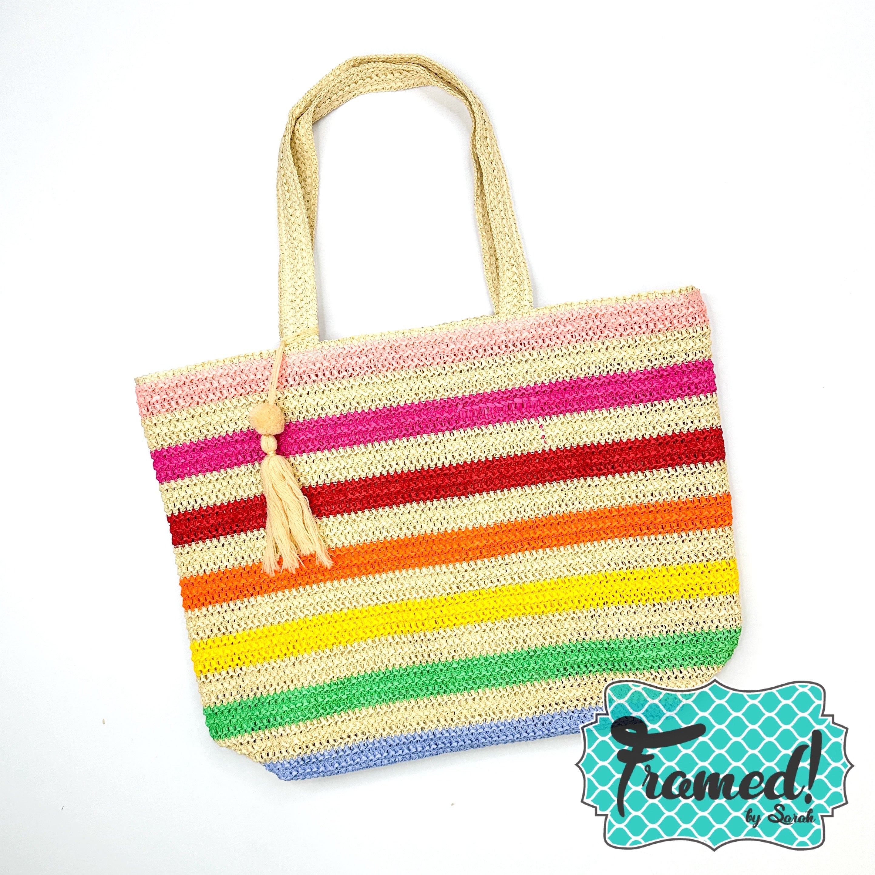 Striped Crochet Tote Bag