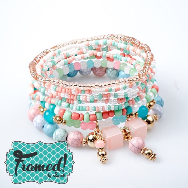 Pastel Beaded Bracelet Stack