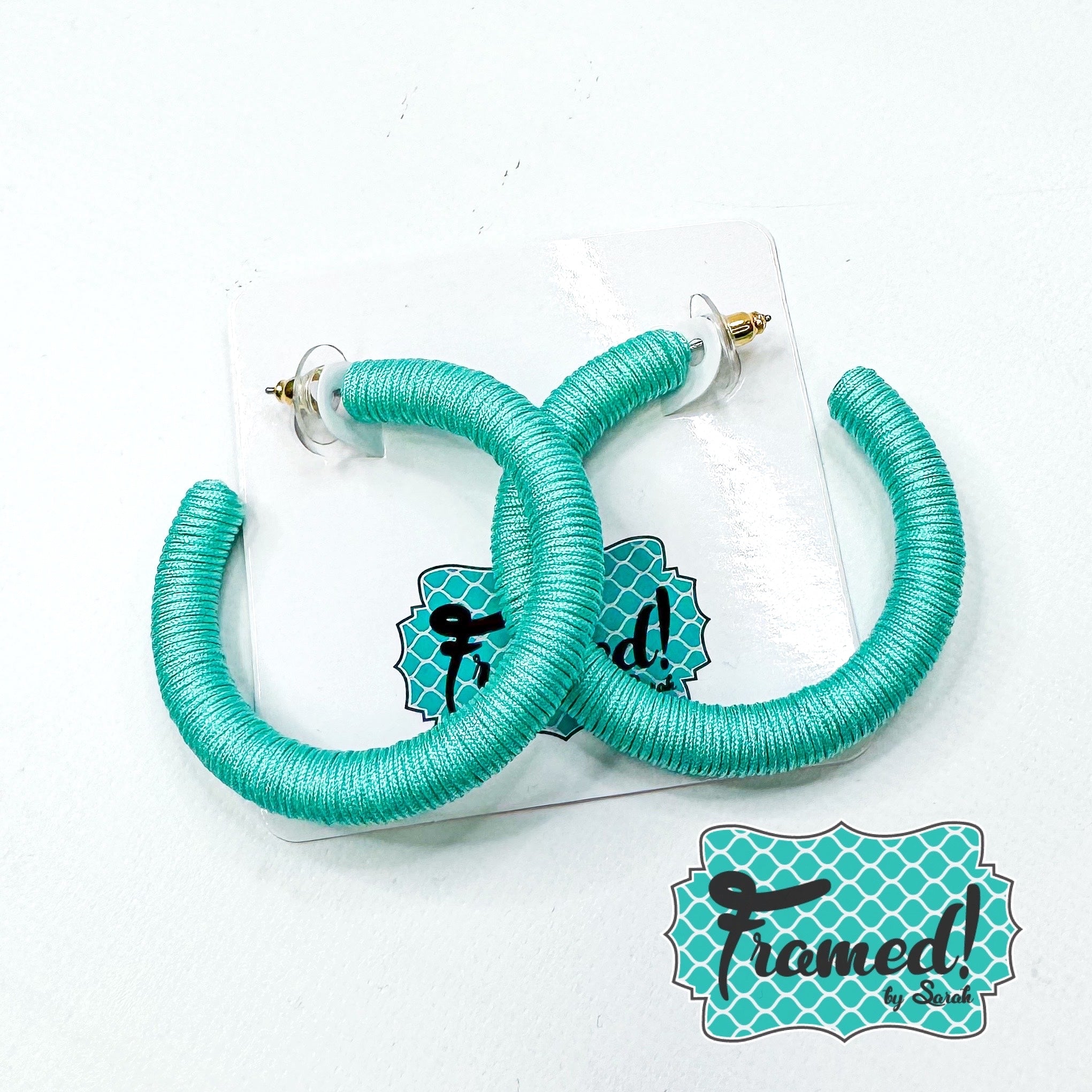 Turquoise Wrapped Hoop Earrings