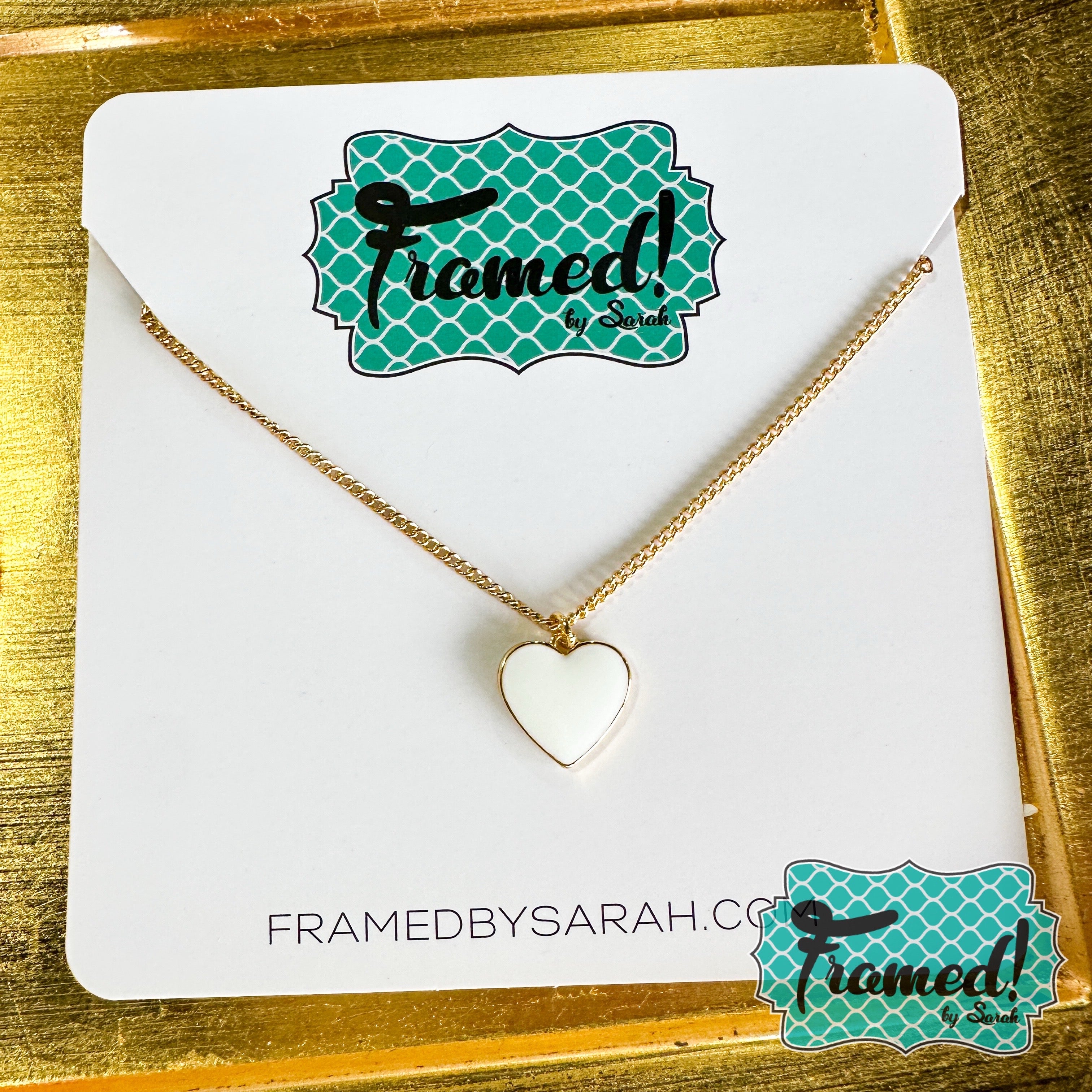 White Enamel Heart Necklace