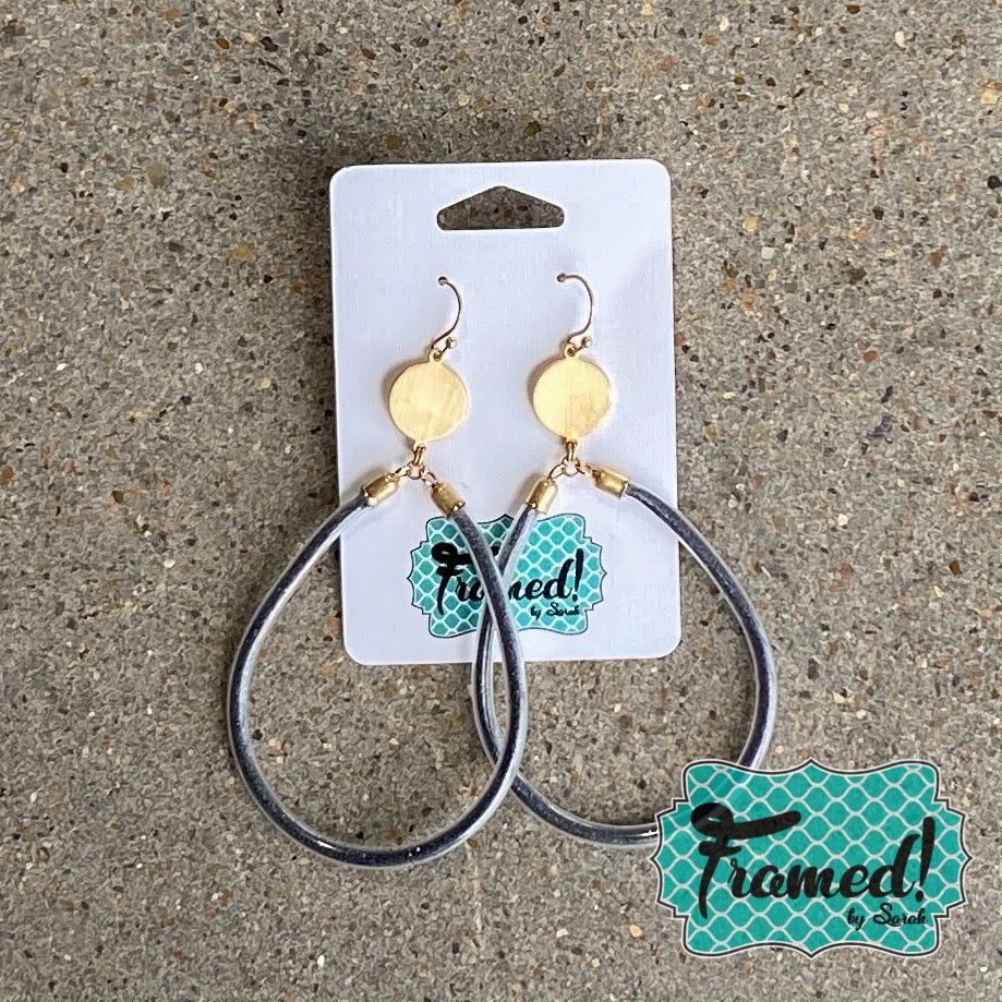 Black Glitter Oval Earrings