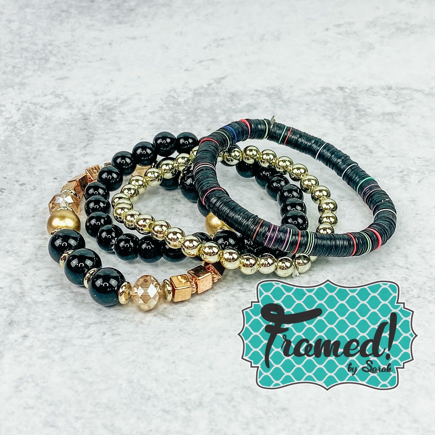 Black & Gold Bracelet Stack