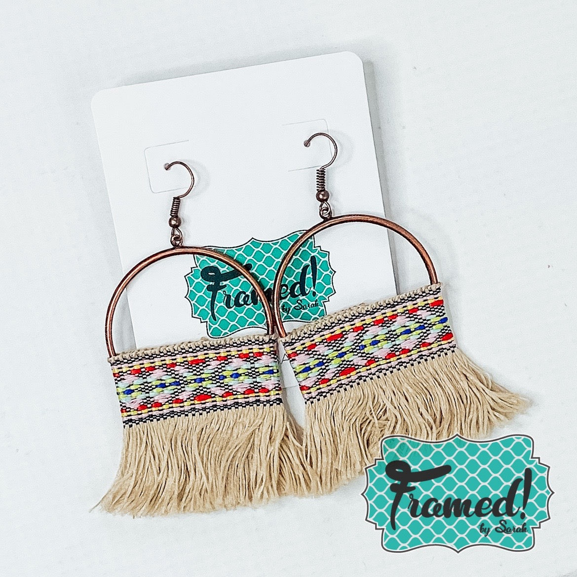 Cream Macrame Hoop Earrings