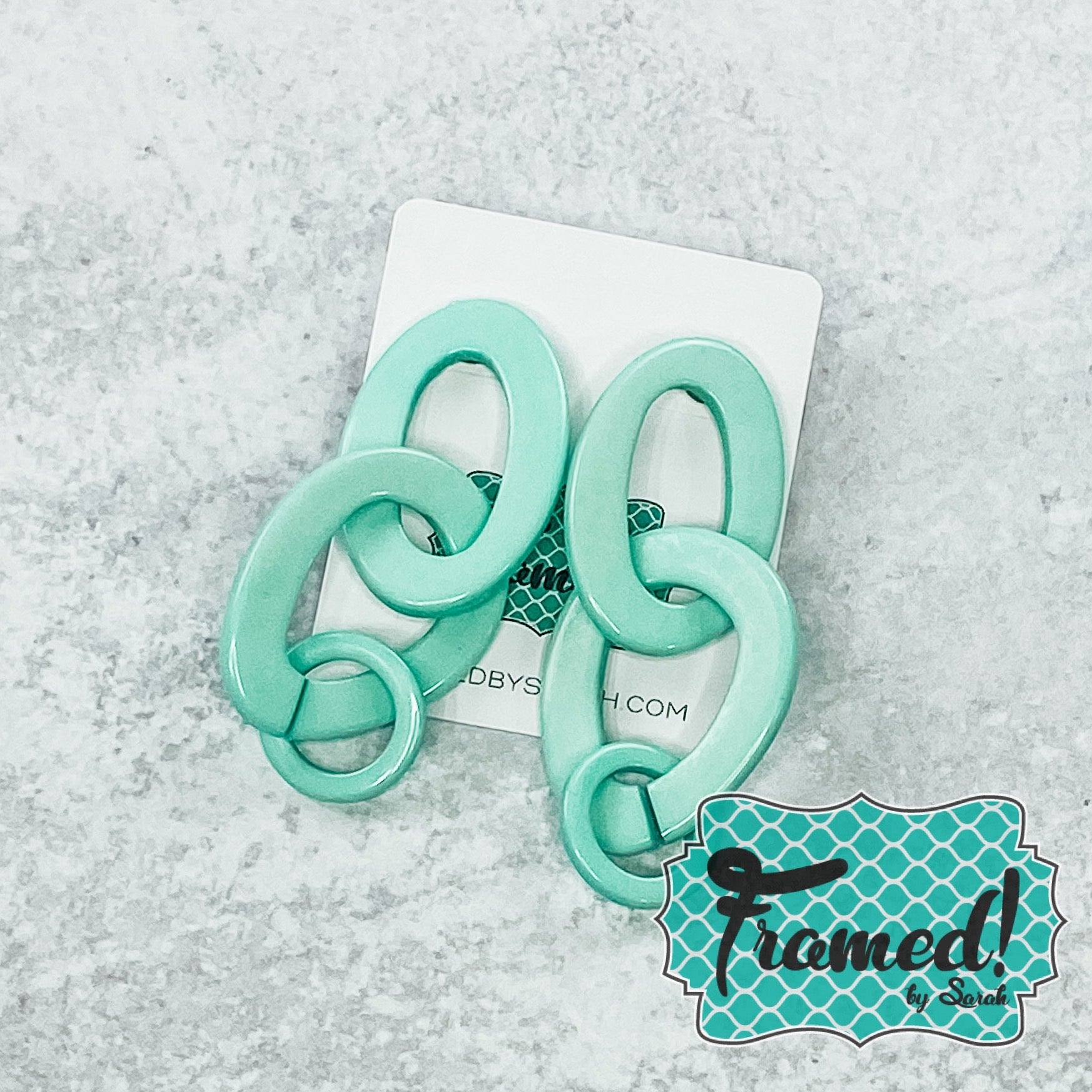 Mint Linked Hoop Earrings