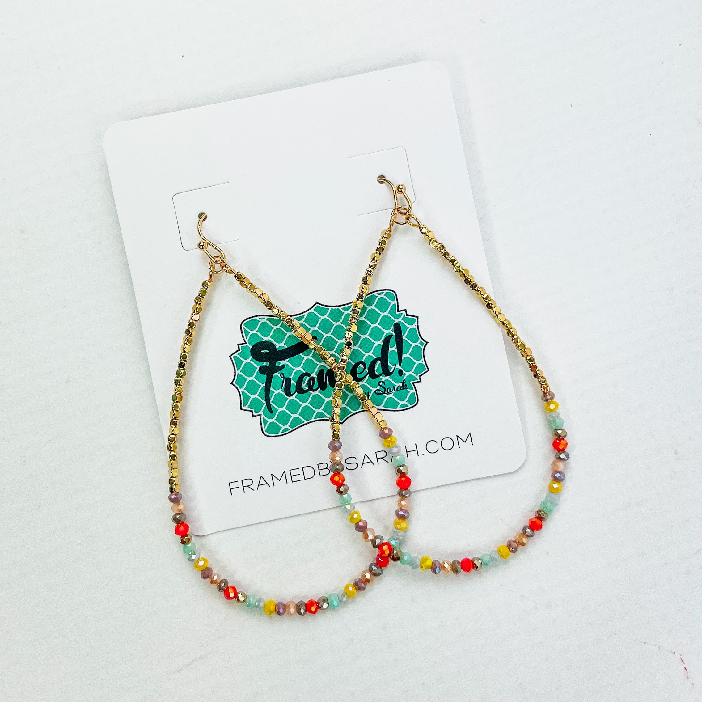 Multi-Colored Beaded Teardrop Earrings