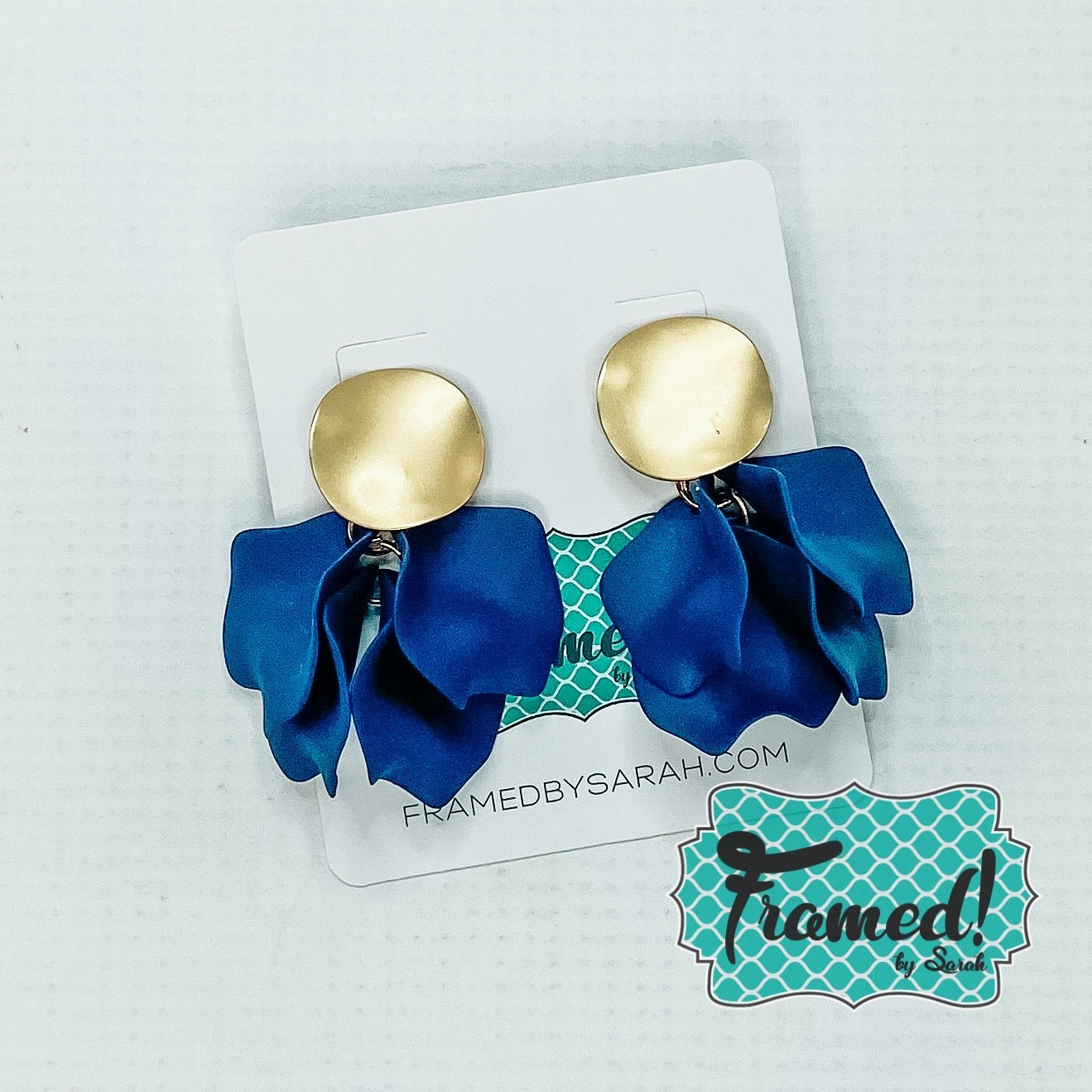 Navy Flora Earrings