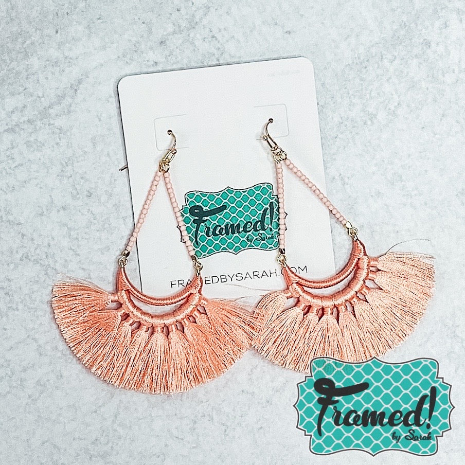 Peach Tassel Drop Earrings