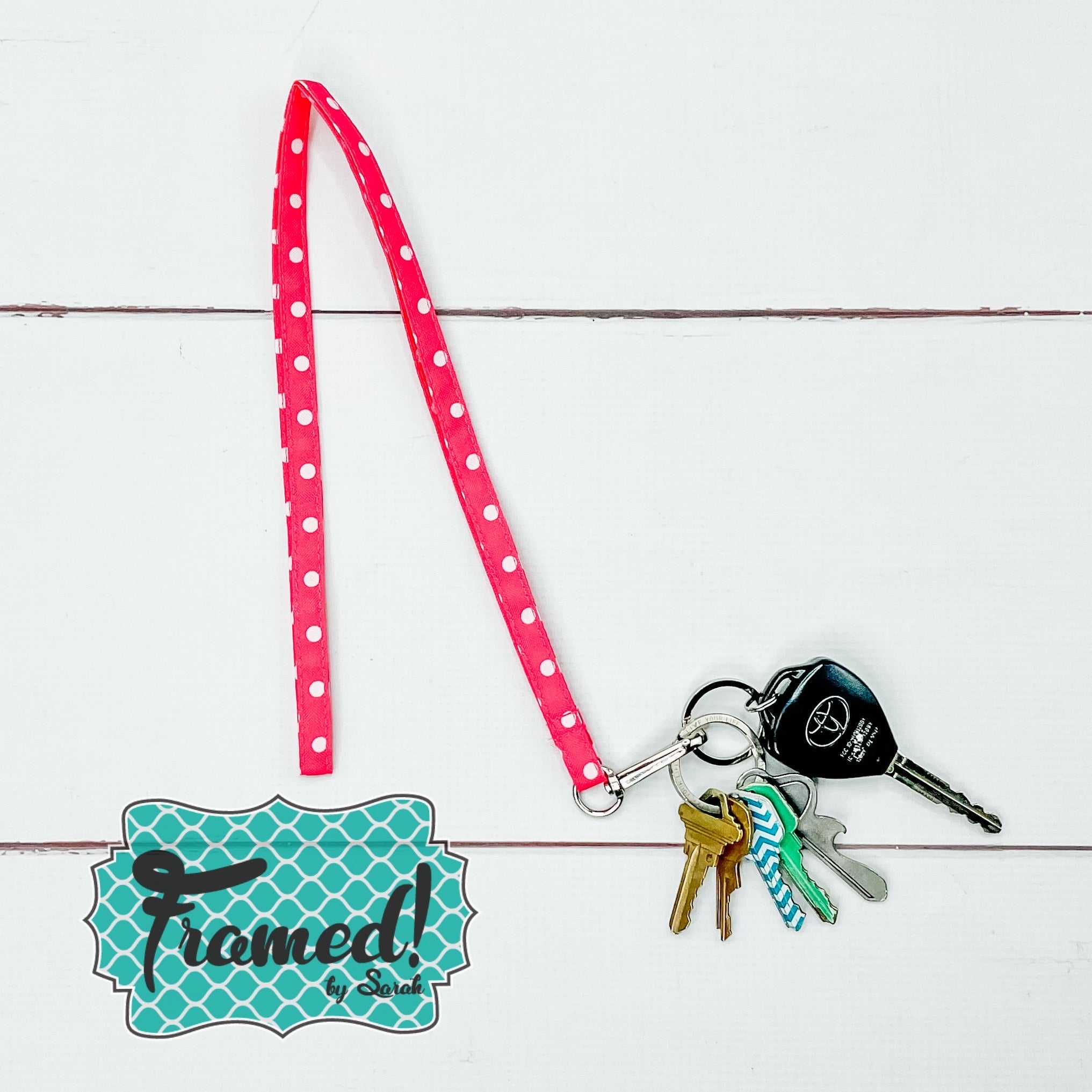 Pink Polka Dot Key Lanyard
