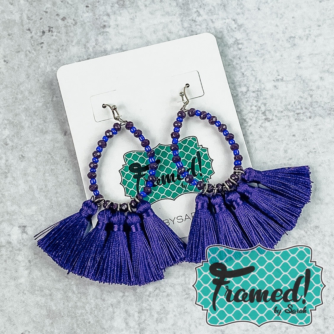 Purple Fringe Teardrop Earrings