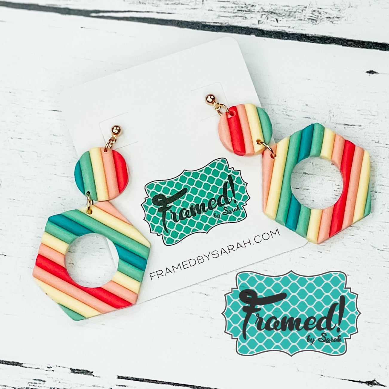 Rainbow Hexagon Earrings