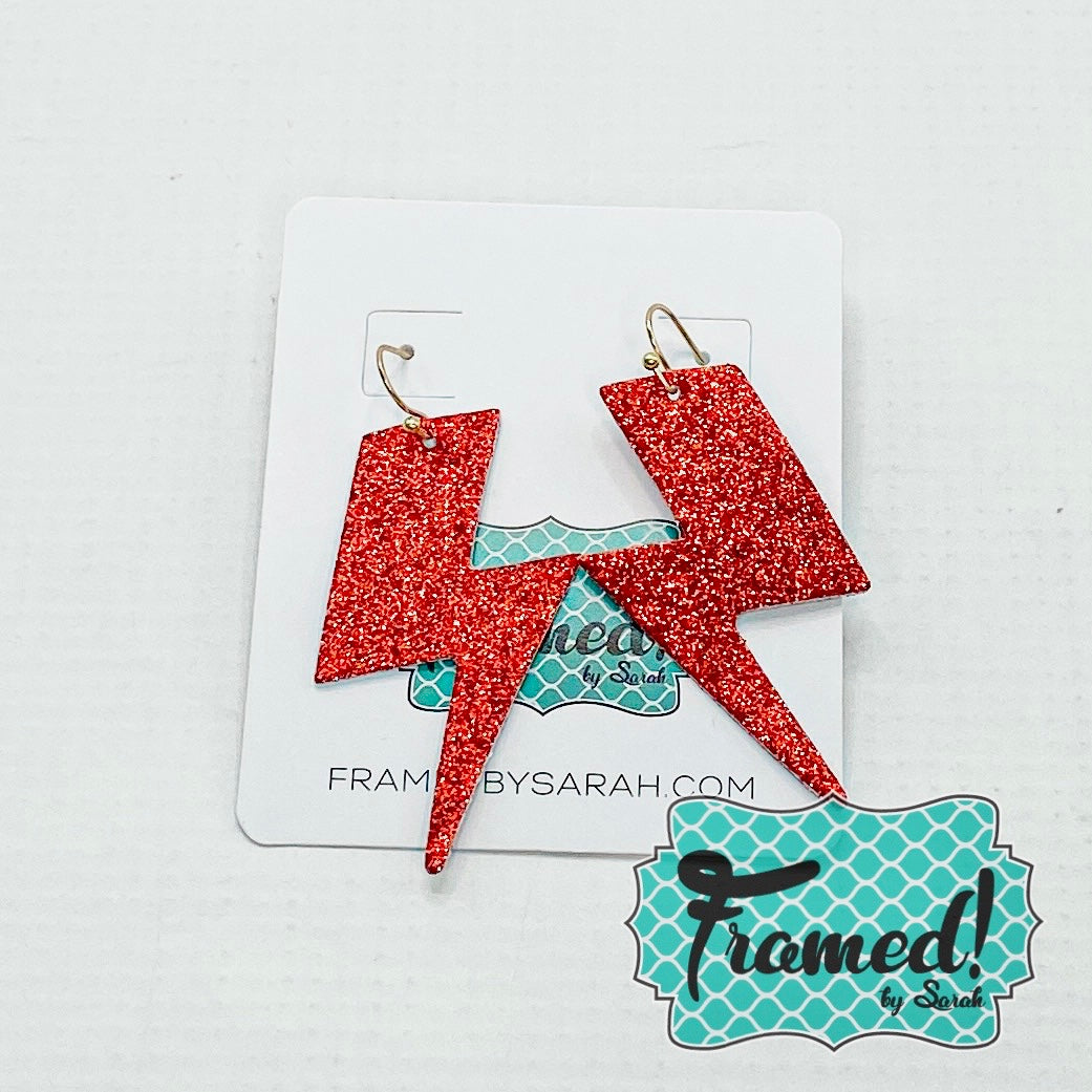 Red Lightning Bolt Earrings