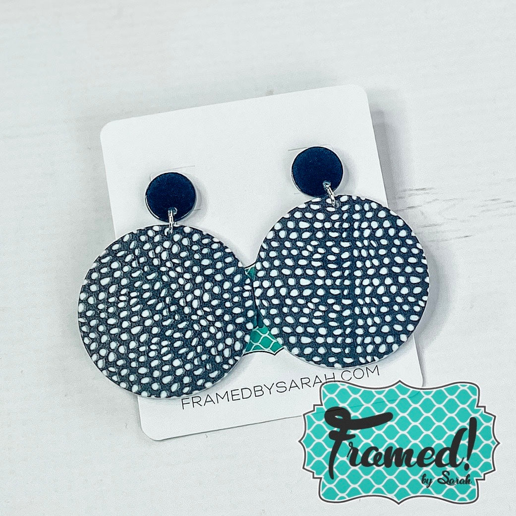 Black Spotted Disc Earrings