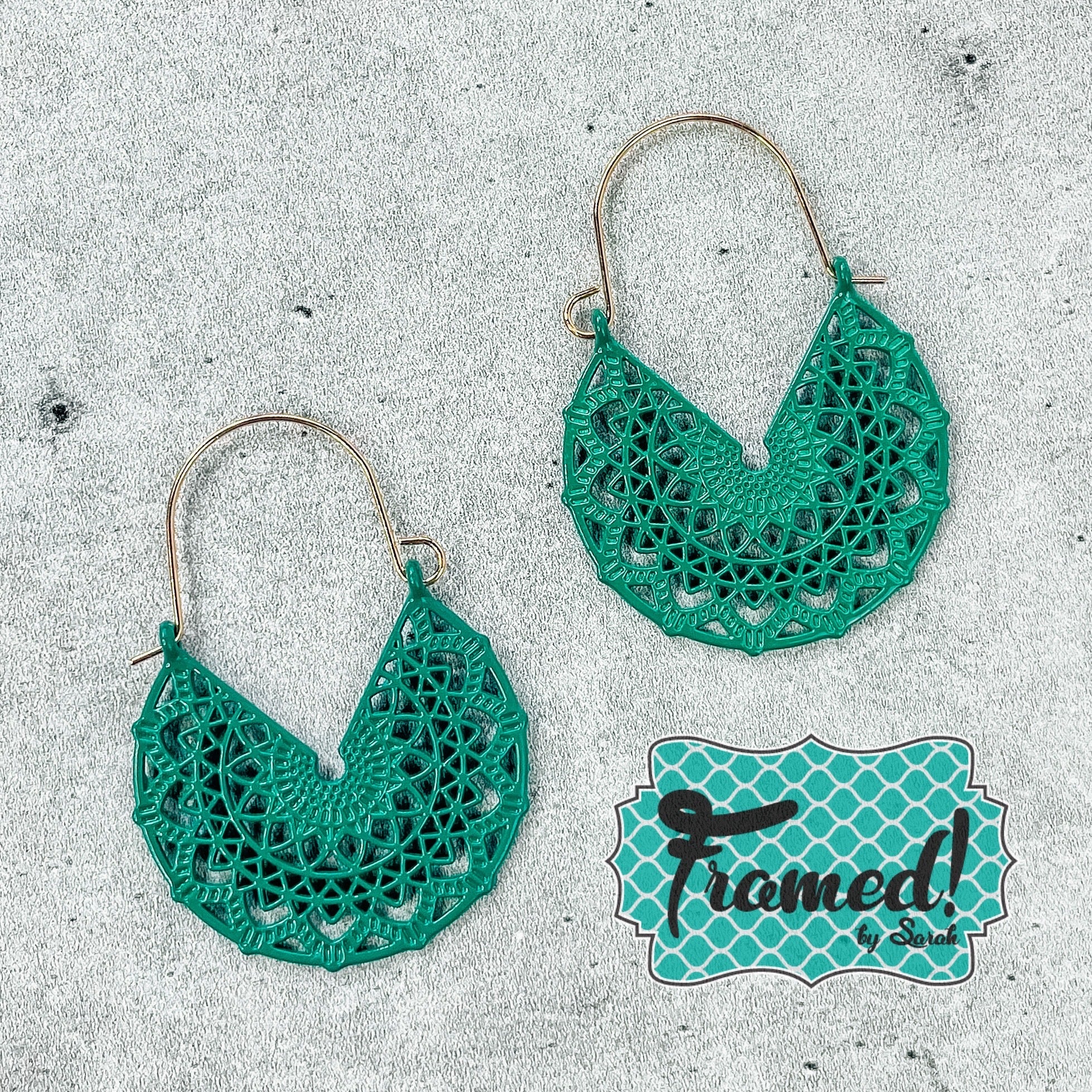 Teal Cutout Earrings