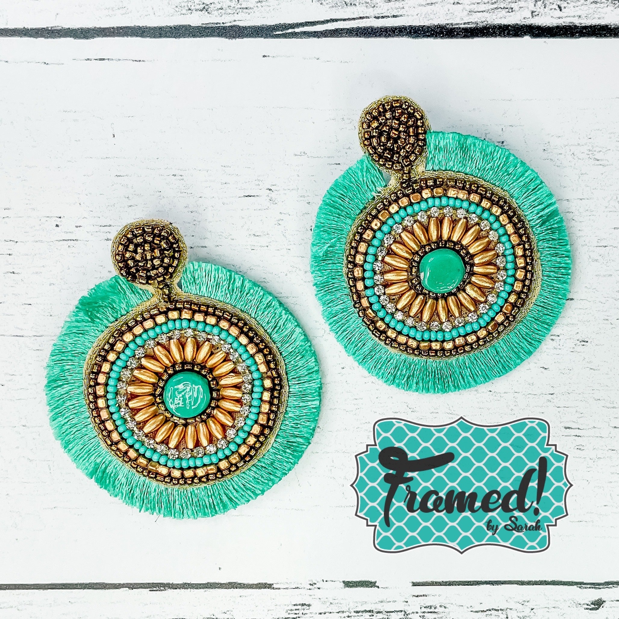 Turquoise & Bronze Medallion Earrings