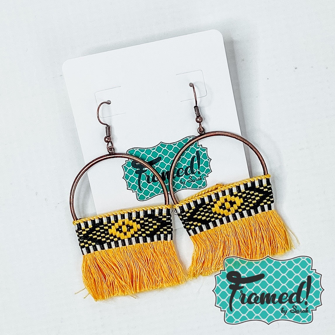 Yellow Macrame Hoop Earrings