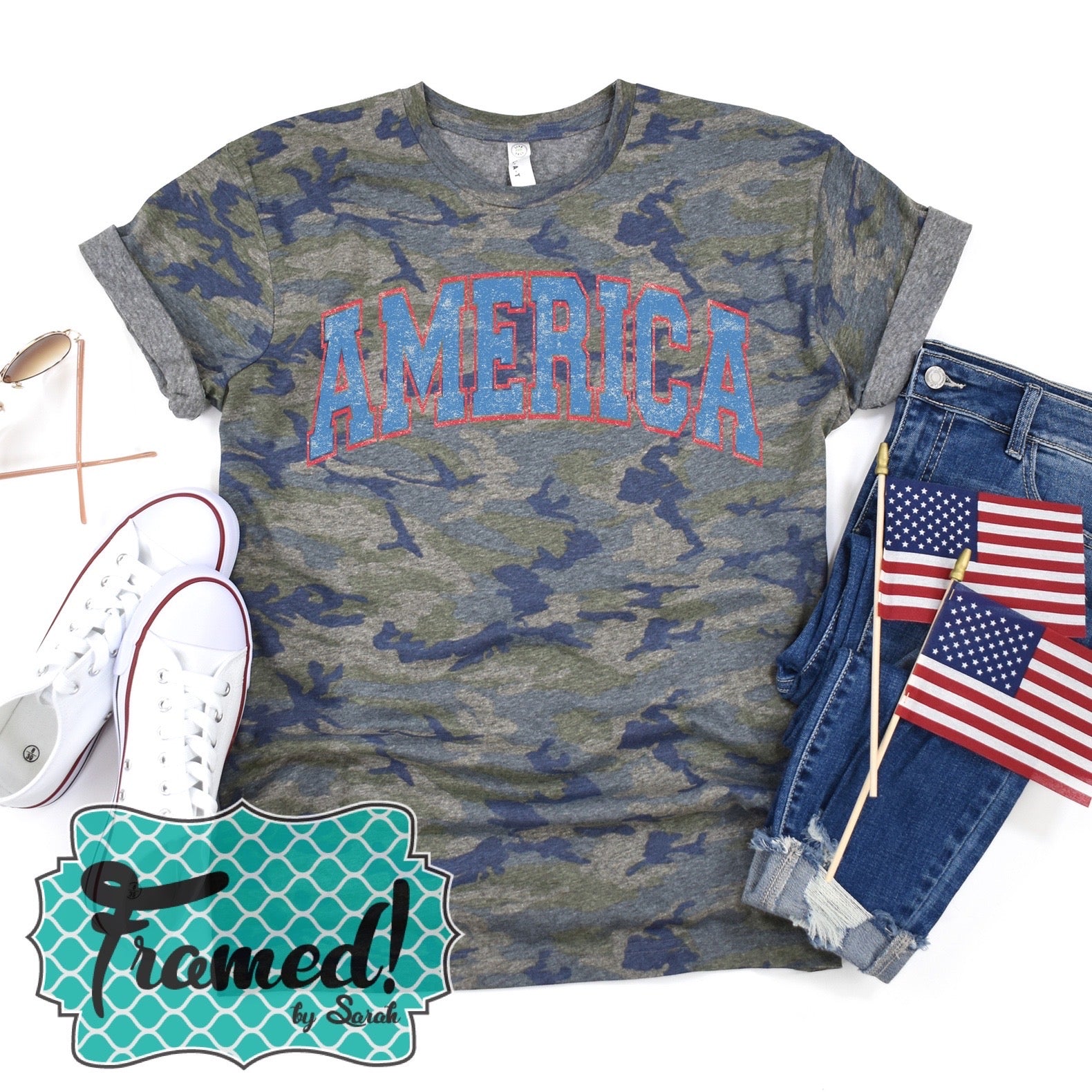 "America" Camo Graphic Tee (Small Only)