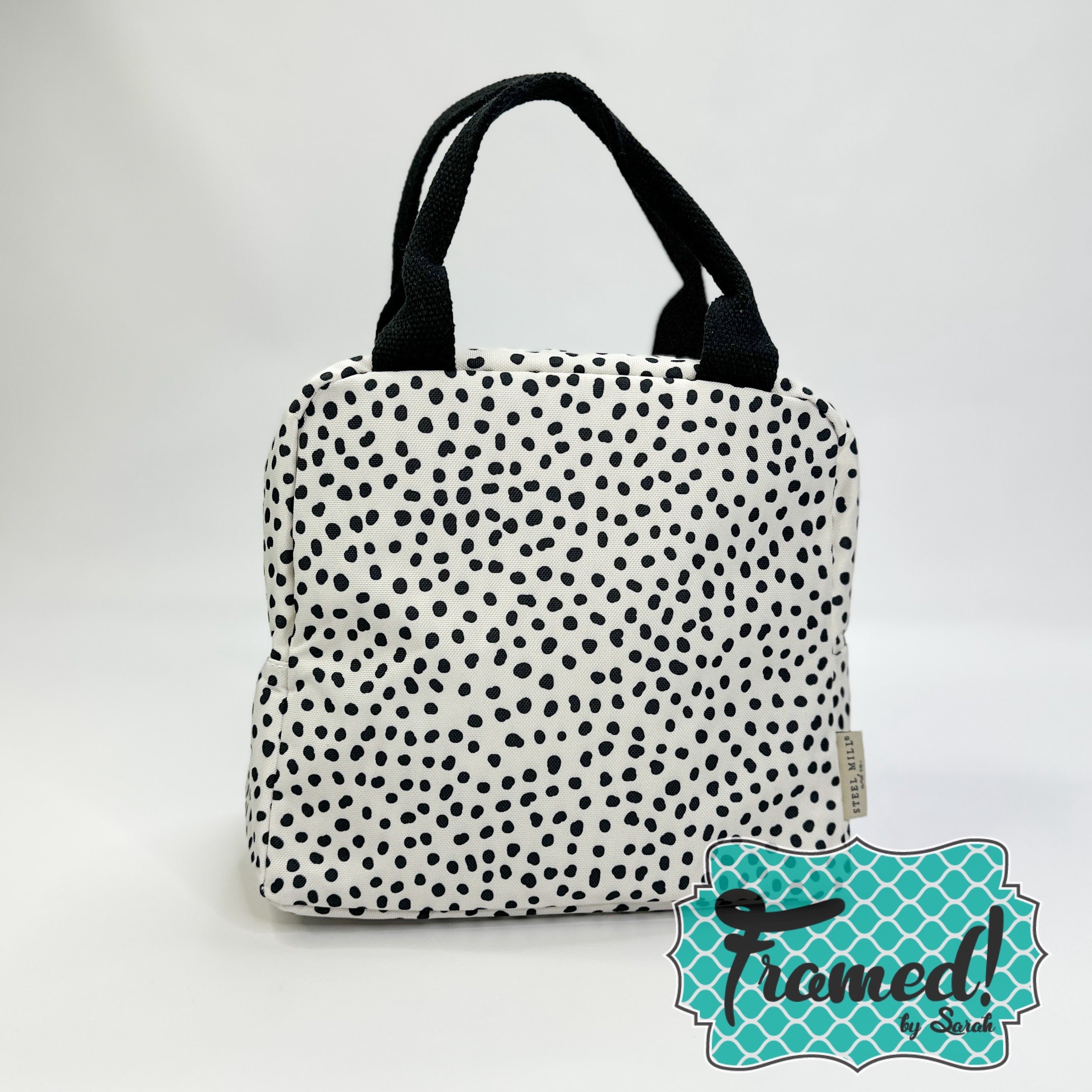 Black & White Spotted Insulated Lunch Tote
