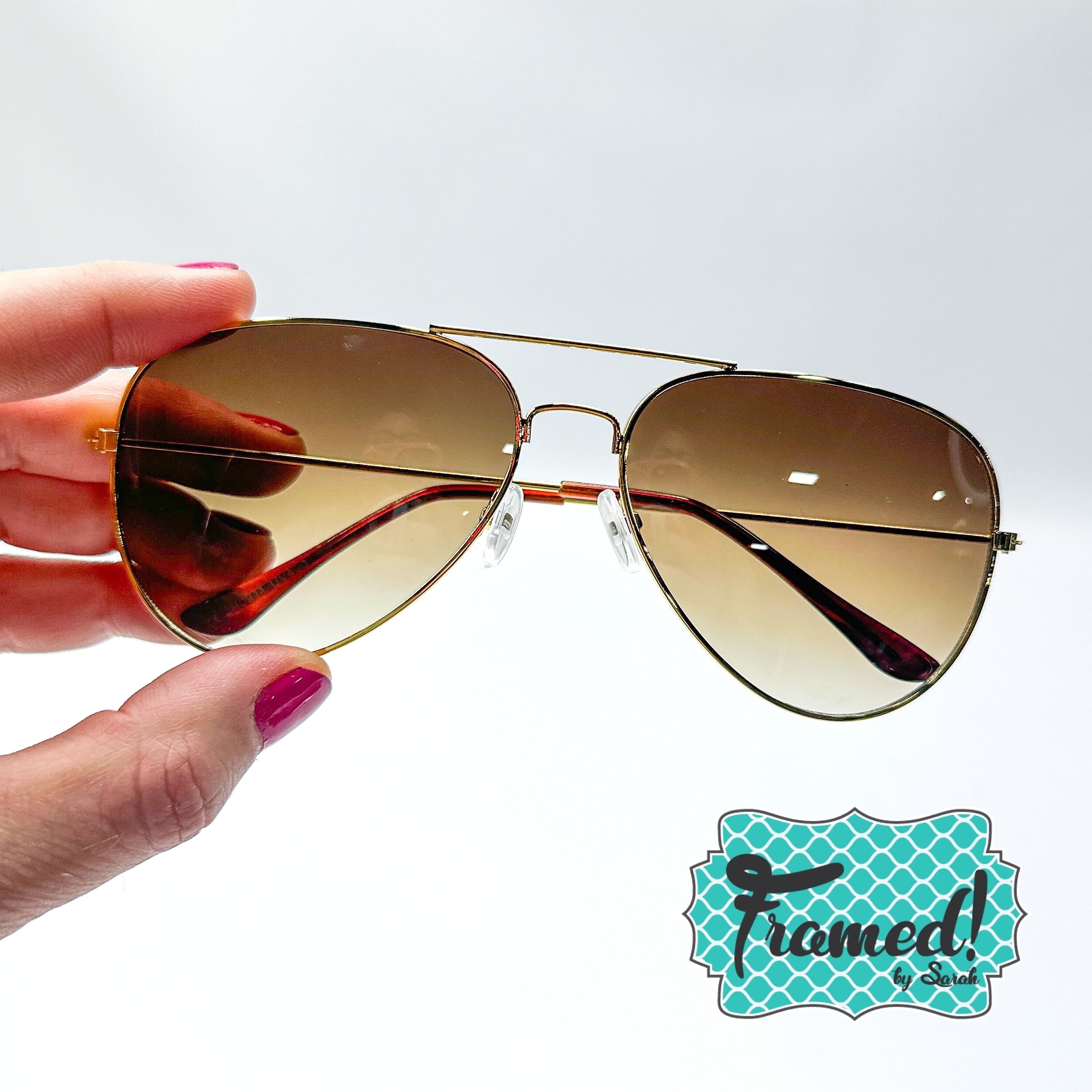 Golden Aviator Sunglasses with Case